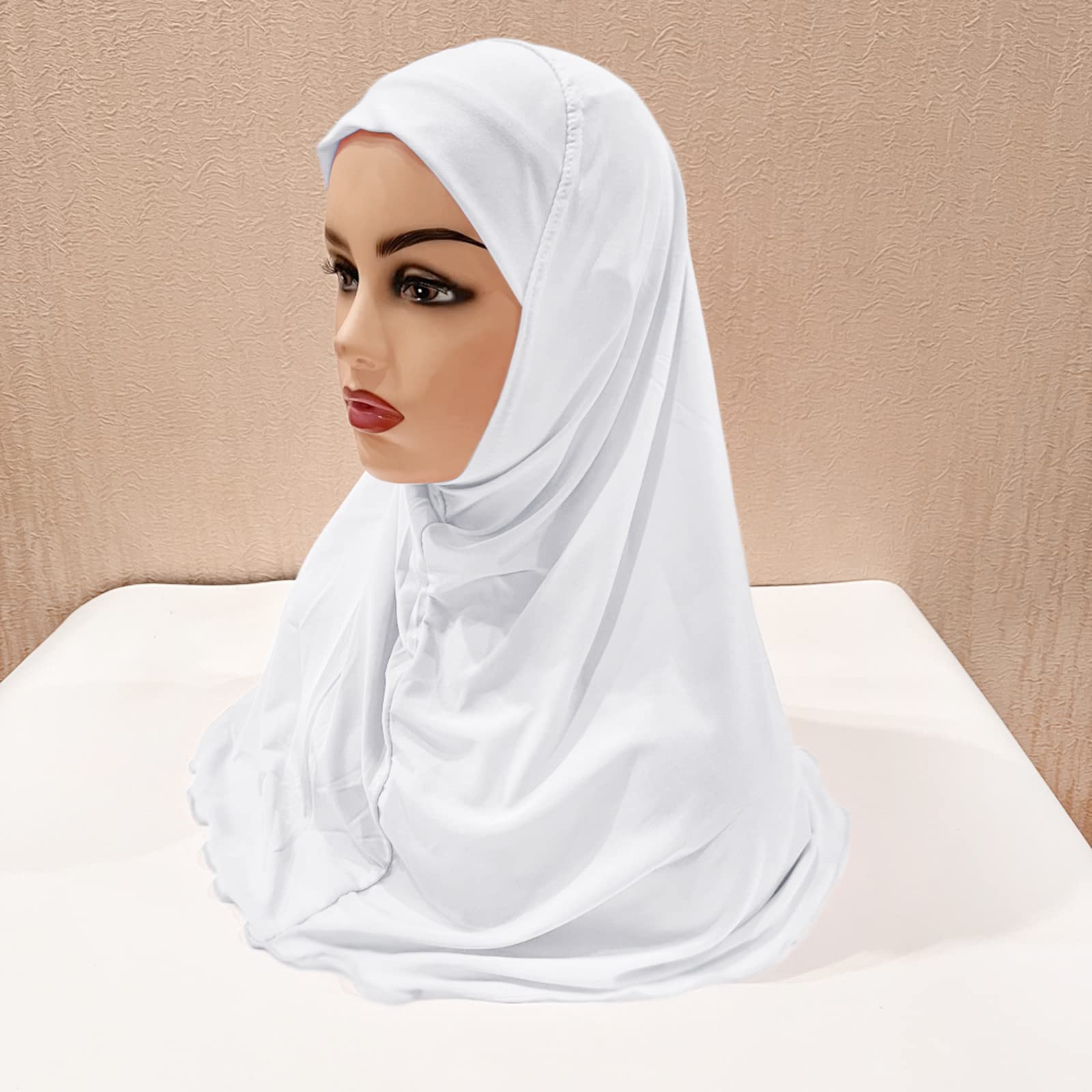 Islamic Girls Hijab Scarf - Flower Print Muslim Head Wrap for Kids - One Piece Full Cover Hijab for School, Prayer & Daily Wear