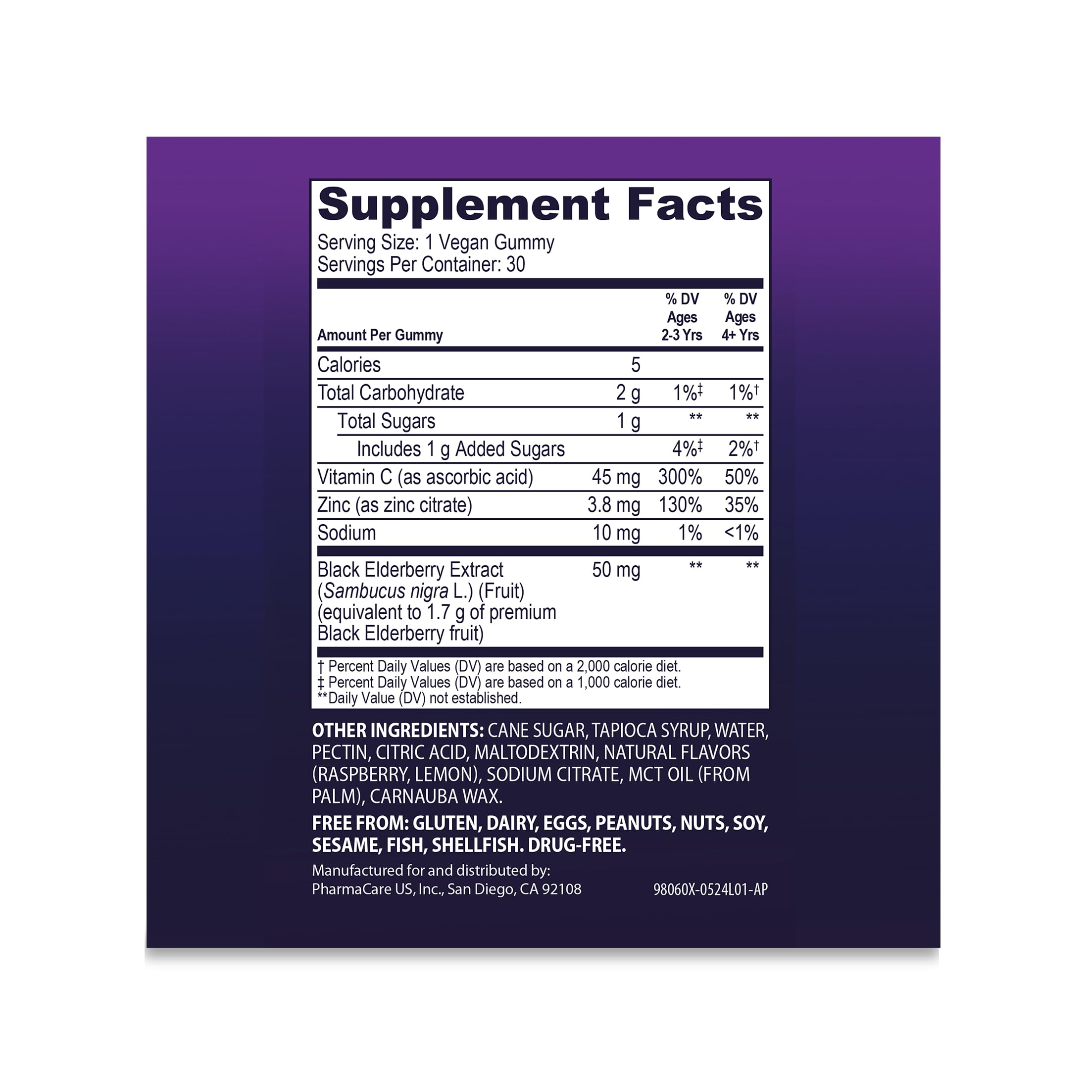 Sambucol Black Elderberry Gummies for Kids - Immune Support with Zinc & Vitamin C - 30 Count - Delicious Berry Flavor for Daily Wellness & School Days