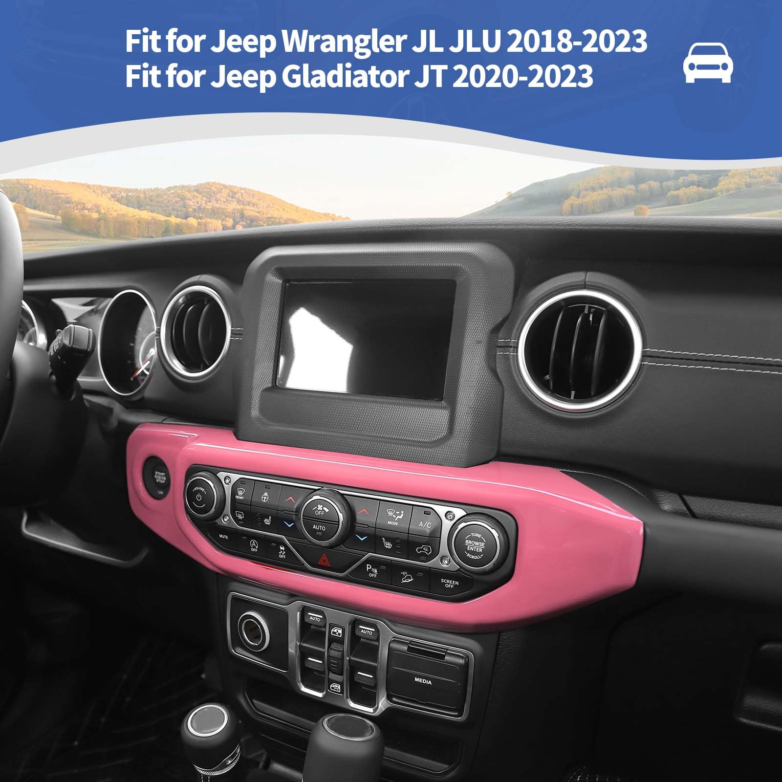 RT-TCZ Pink AC Control Panel Trim Cover for Jeep Wrangler JL JLU & Gladiator JT (2018-2023) - 2pcs Interior Accessories - Upgrade Your Ride's Style & Protection