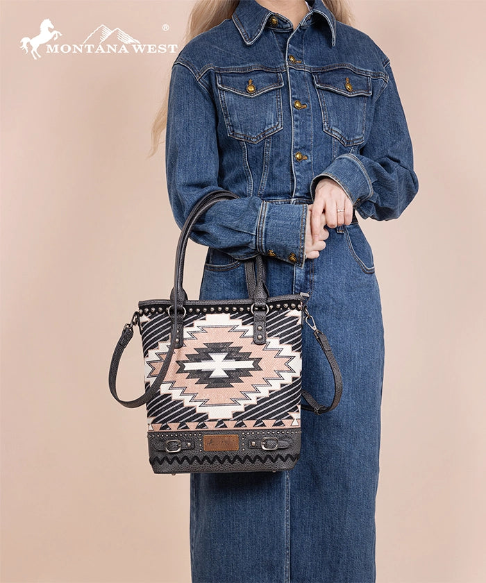 Montana West Aztec Print Concealed Carry Tote Bag Set - Stylish & Functional Handbag for Women, Perfect for Everyday Use, Travel, and Concealed Carry