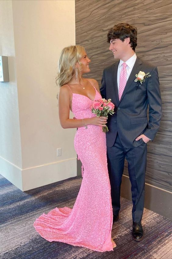 Elegant Mermaid Sequin Pink Long Prom Dresses for Women - Formal Evening Gown J3687 | Perfect for Homecoming, Prom Night, and Special Occasions