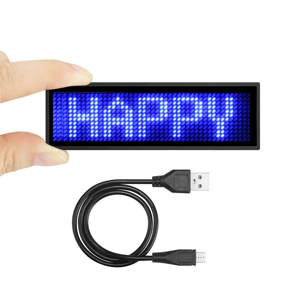 Programmable LED Name Badge - OUHL Upgraded Rechargeable Business Badge with Mini LED Display for Nightclubs, Parties, Retail & Corporate Events (Blue) | Perfect for Waiters, Hosts, Promoters & Customer Service Staff