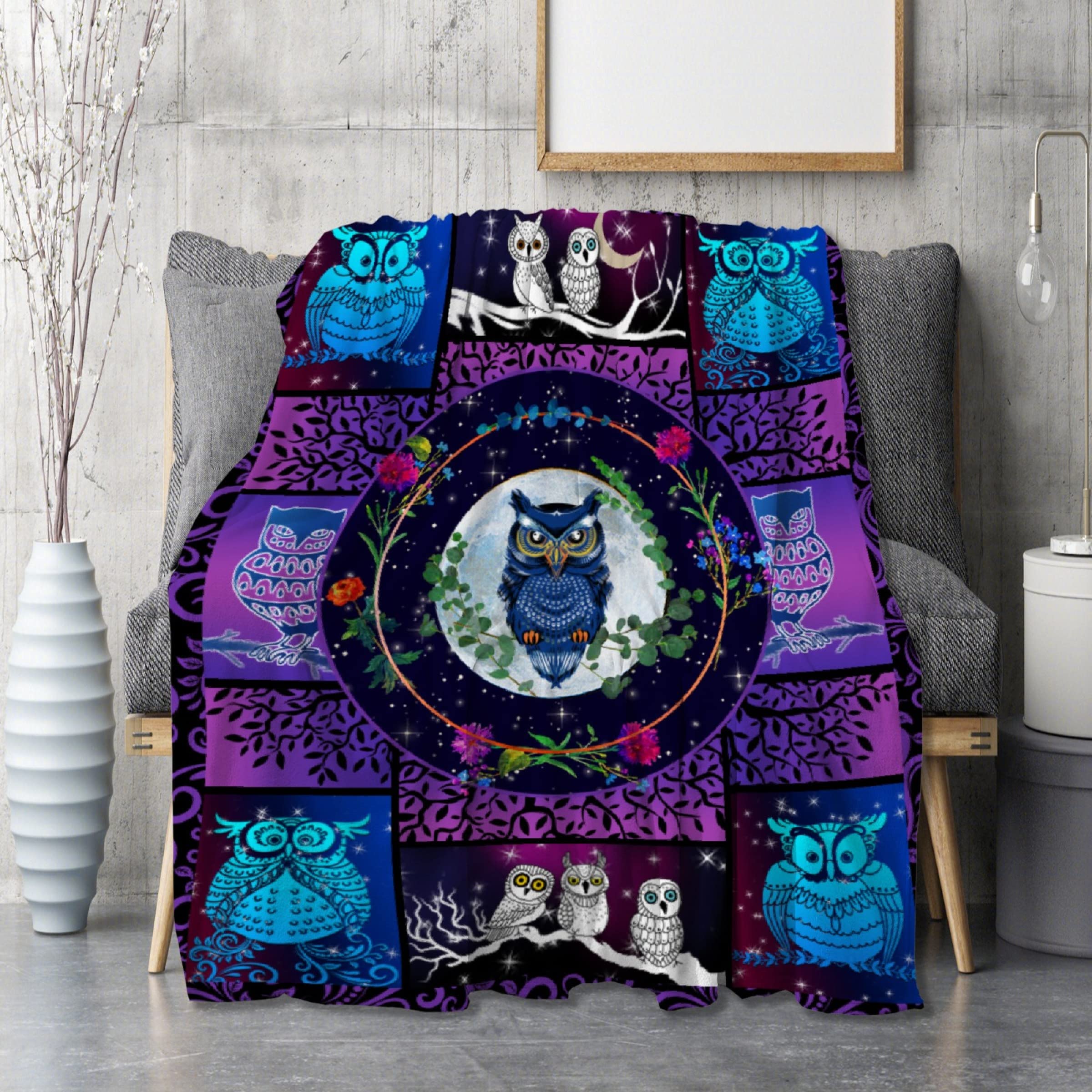 Gopaka Owl Themed Throw Blanket - Ultra Soft & Warm 90