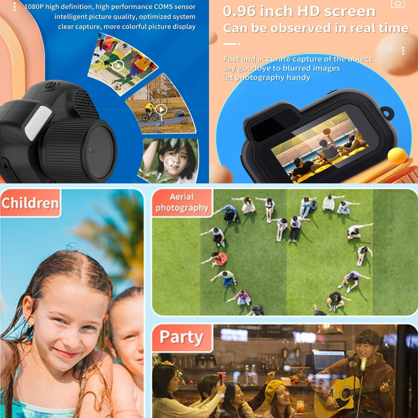 EJIMUQO 1080P HD Mini Keychain Camera - Portable Sport Camera with 100 Mins Battery Life, No Memory Card Needed (Black) - Perfect for Travel, Sports, Security & Everyday Recording