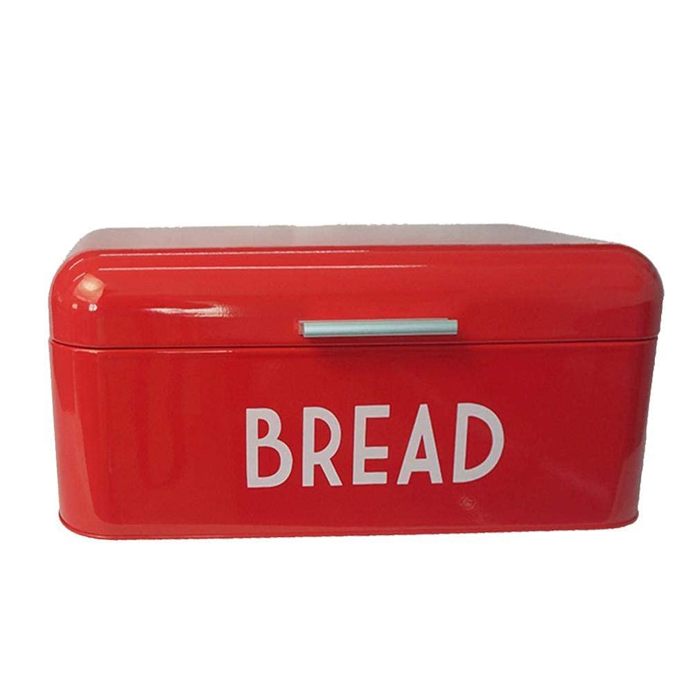 Vintage European Style Metal Bread Box - Rustic Kitchen Storage for Bread, Pastries & Baked Goods | 3 Color Options (Red, White, Black) | Perfect for Farmhouse, Retro & Country Style Kitchens