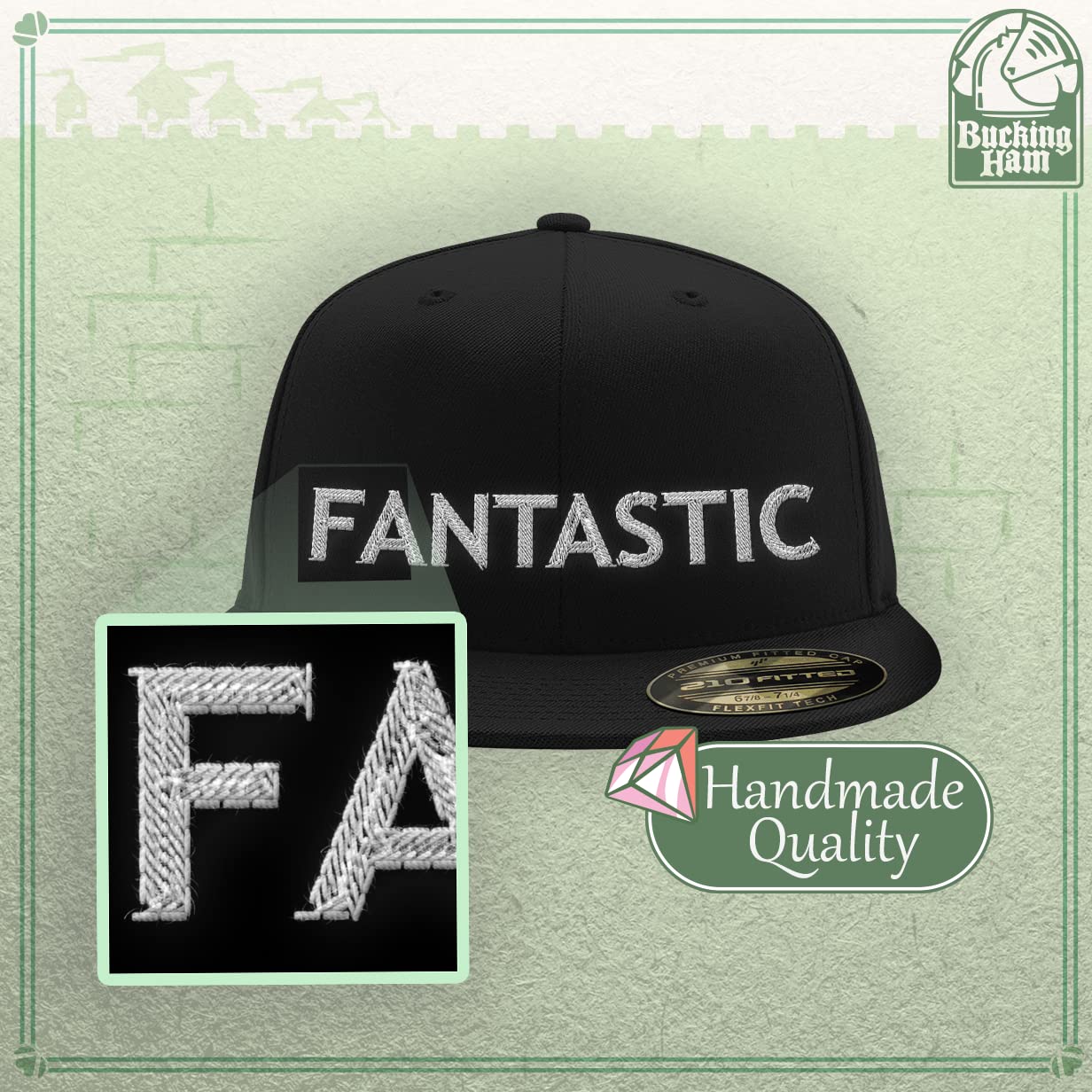 Custom Flexfit 6210 Structured Flat Bill Fitted Hat - Personalized Text & Design - Adjustable Baseball Cap for Men & Women - Perfect for Sports, Outdoor Activities & Casual Wear