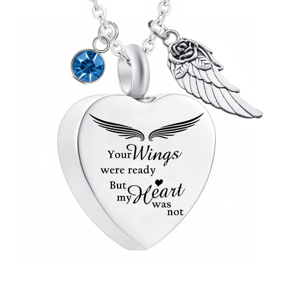 Personalized Heart Urn Necklace for Ashes - Engraved Cremation Jewelry with 12 Birthstones | Memorial Keepsake for Loved Ones | Perfect for Remembrance, Funerals & Special Occasions
