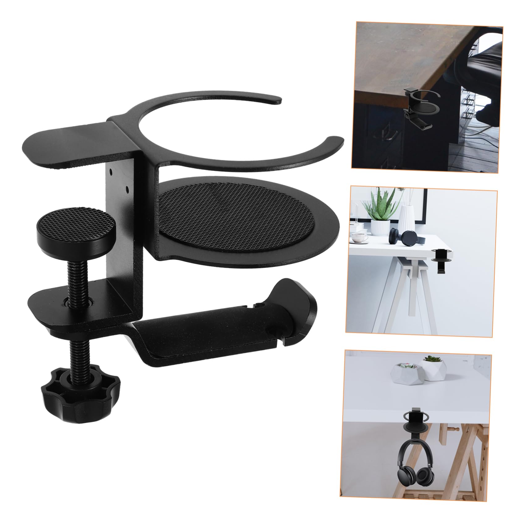 PRETYZOOM 4-Pack Headphone Stand with Cup Holder - Space Saving Desk Organizer for Gaming Headset, Headphones & Accessories - Perfect for Office, Home & Gaming Setup
