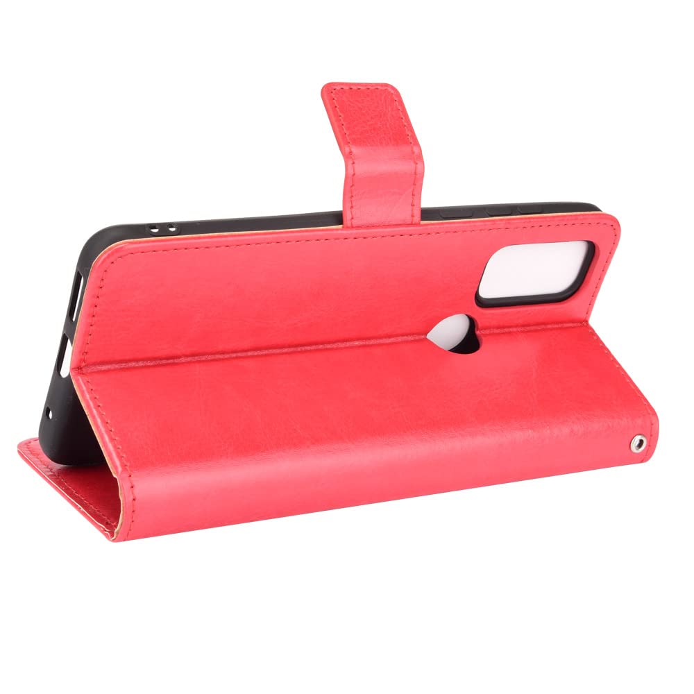 Premium Leather Flip Wallet Case for Motorola Moto G Pure (2021) - XT2163DL/XT2163-4 - Stylish Red Protective Cover | Perfect for Daily Use, Business & Travel