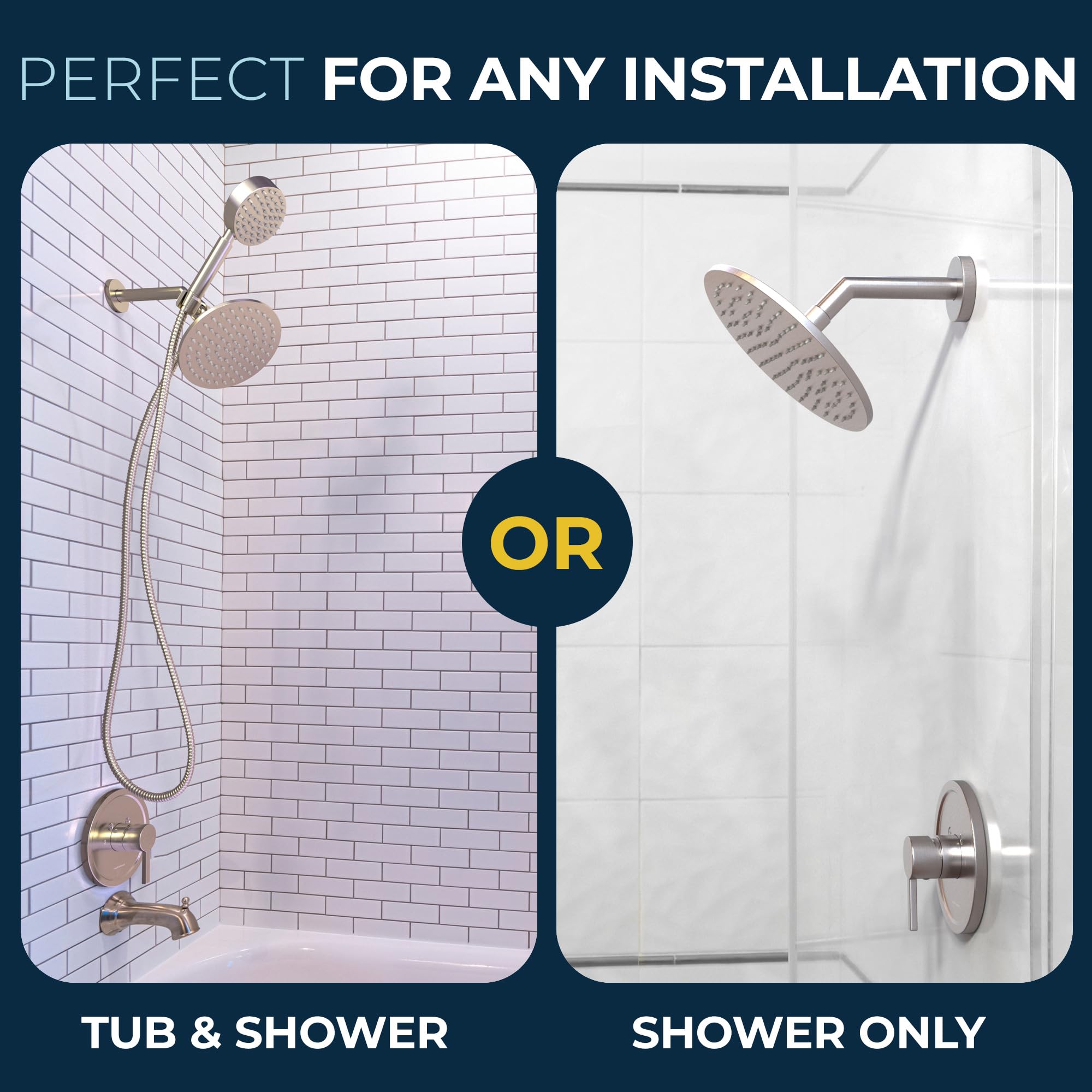 HammerHead Showers® ALL METAL Single-Handle Shower Valve & Trim Kit in Brushed Nickel - Pressure Balance Valve with Temperature & Volume Control - Complete Rough-In Shower System for Bathroom Remodel & New Construction - Perfect for Modern Home Upgrades & Spa-Like Shower Experience