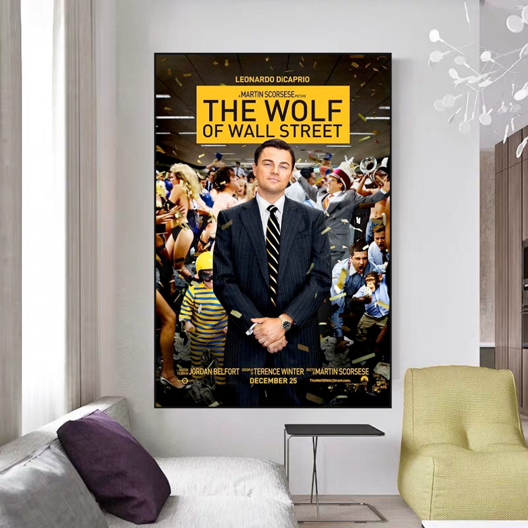 The Wolf of Wall Street Leonardo DiCaprio Canvas Wall Art Print - Premium Movie Poster for Home, Office & Theater Decor