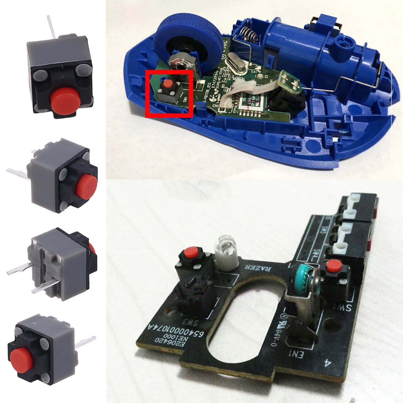 5PCS Kailh Mute Button 6x6x7.3mm Silent Micro Switch for Wireless Mouse - Smooth Clicking for Gaming, Office & Quiet Workspaces