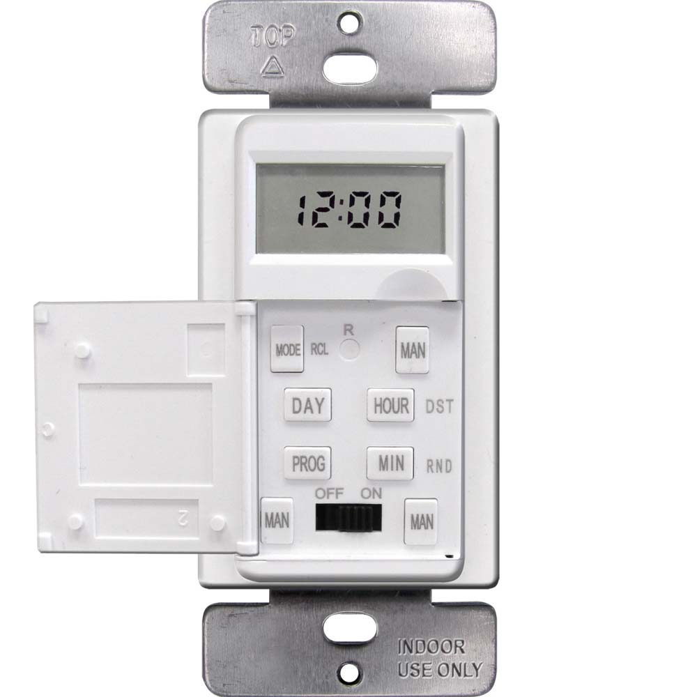 15 Amp 7-Day Digital Programmable In-Wall Timer Switch - White | Light & Appliance Control for Home Automation & Energy Savings
