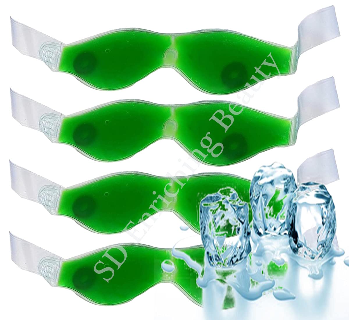 SD Enriching Beauty Aloe Vera Cooling Gel Eye Mask - Soothing Dark Circle Relief & Anti-Fatigue Eye Patches for Puffy Eyes - 4 Pack | Perfect for Summer, Travel & Overnight Skincare Routine