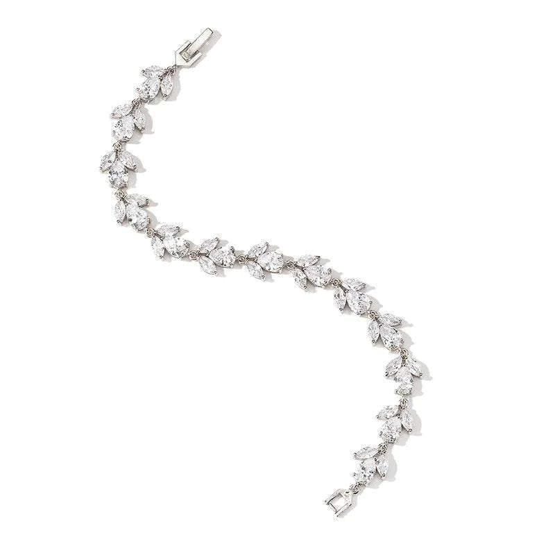 Silver Crystal Bracelet & Earrings Set - Elegant Wedding Jewelry for Brides, Bridesmaids & Formal Occasions - 7537