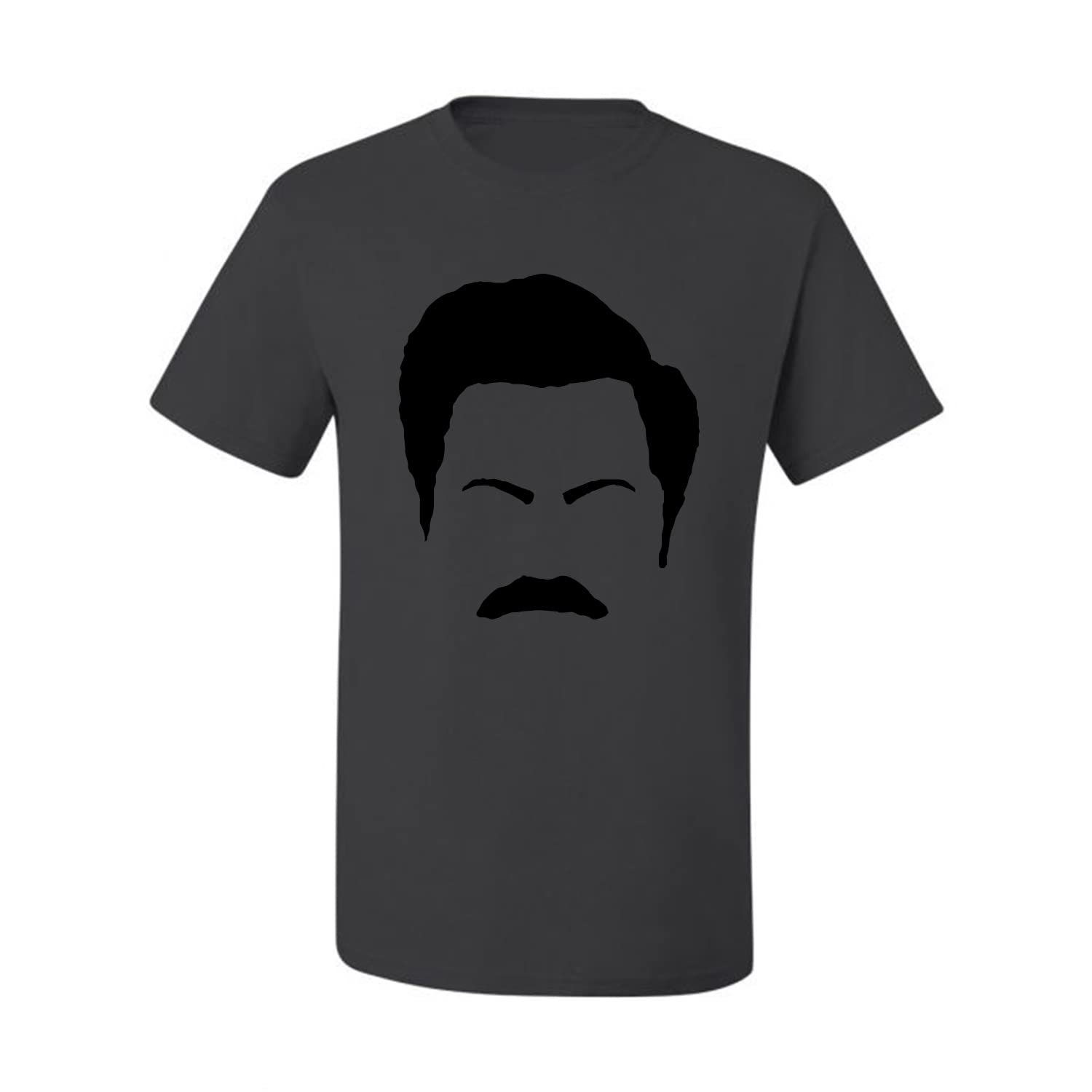 Ron Swanson Mustache Face Silhouette Graphic T-Shirt for Men | Parks and Recreation Pop Culture Fan Merch | Perfect for TV Show Lovers, Cosplay & Casual Wear