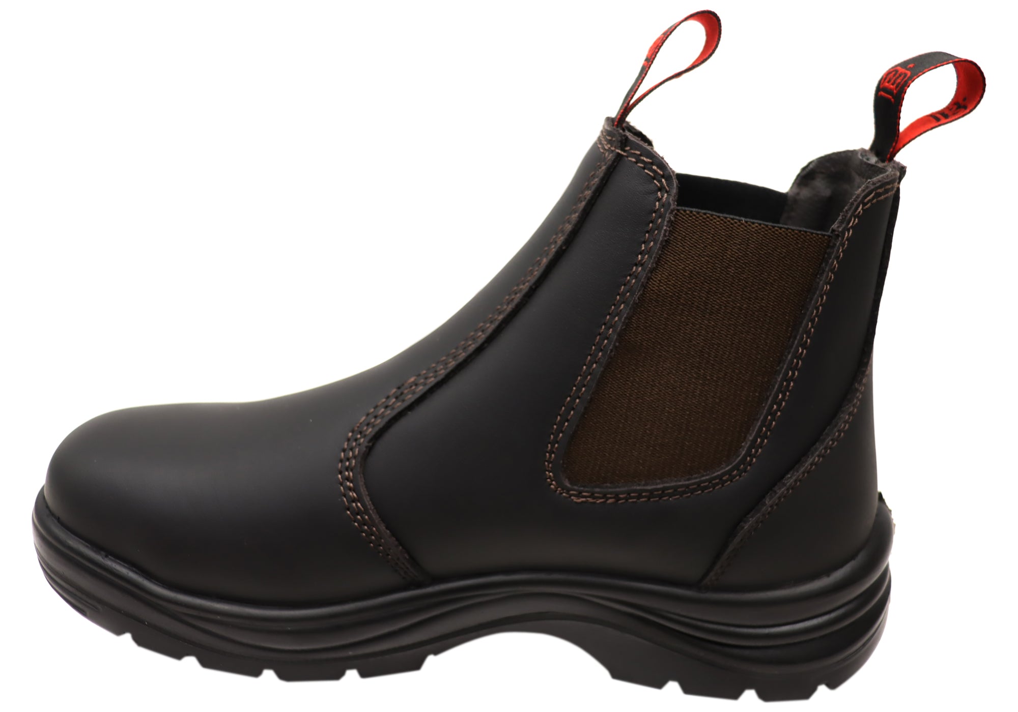 KingGee Men's Claret Flinders Leather Steel Toe Work Boots with Gusset - Durable Safety Footwear for Construction, Warehouse & Outdoor Work
