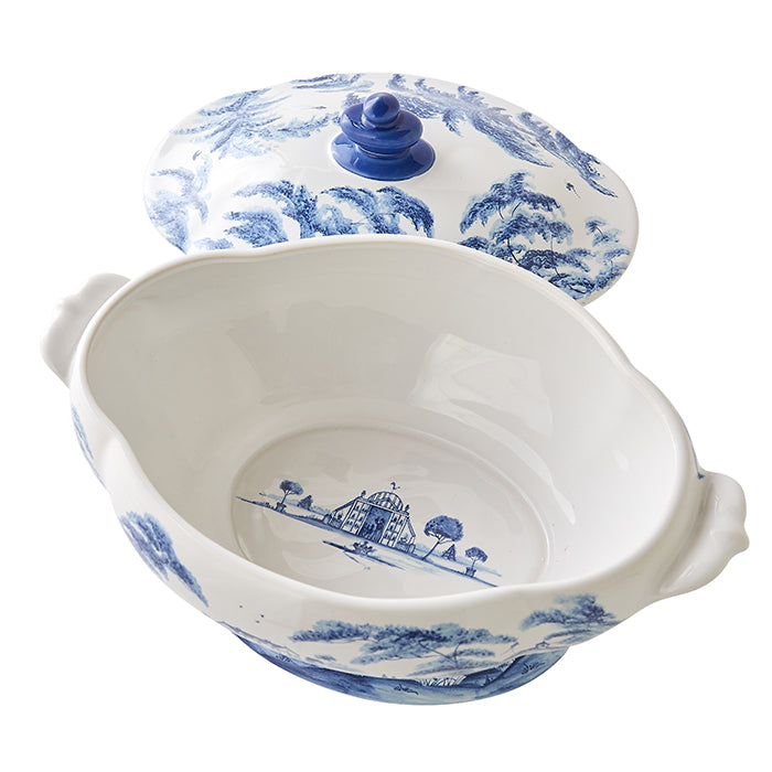Delft Blue Ceramic Tureen - Dutch Country Estate Style Serving Bowl for Soup, Stew & Pasta - Perfect for Elegant Dining & Holiday Entertaining