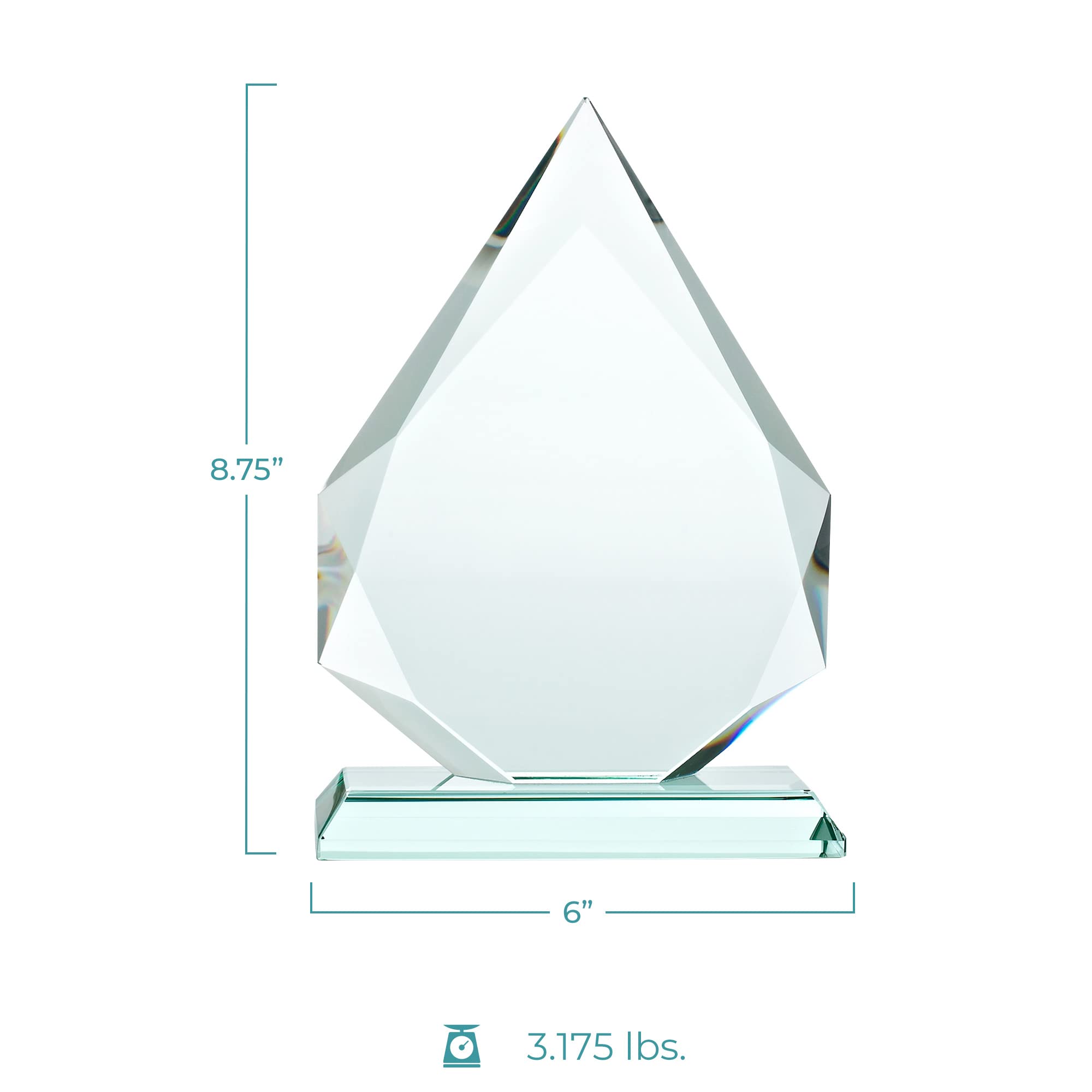 Baudville Custom Engraved Jade Glass Trophy Award - Personalized Recognition for Employees, Students & Achievers - Perfect for Corporate Awards, Academic Ceremonies & Sports Events