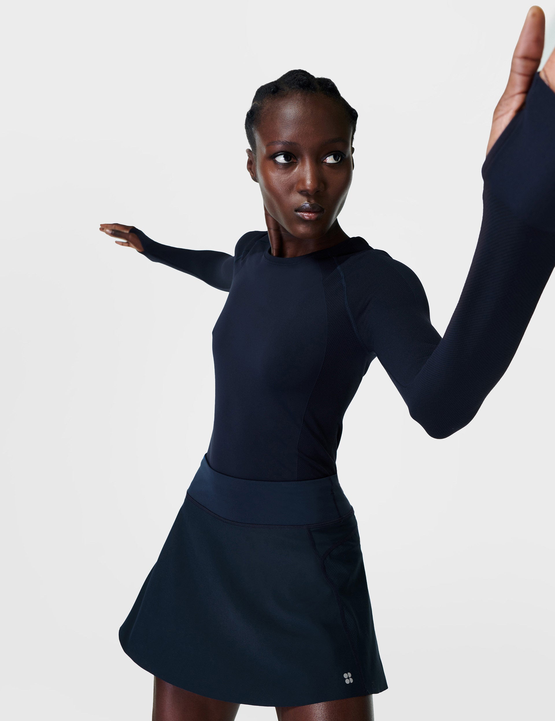 High-Performance Seamless Workout Long Sleeve Top for Athletes - Navy Blue - Gym, Running & Yoga Training Apparel