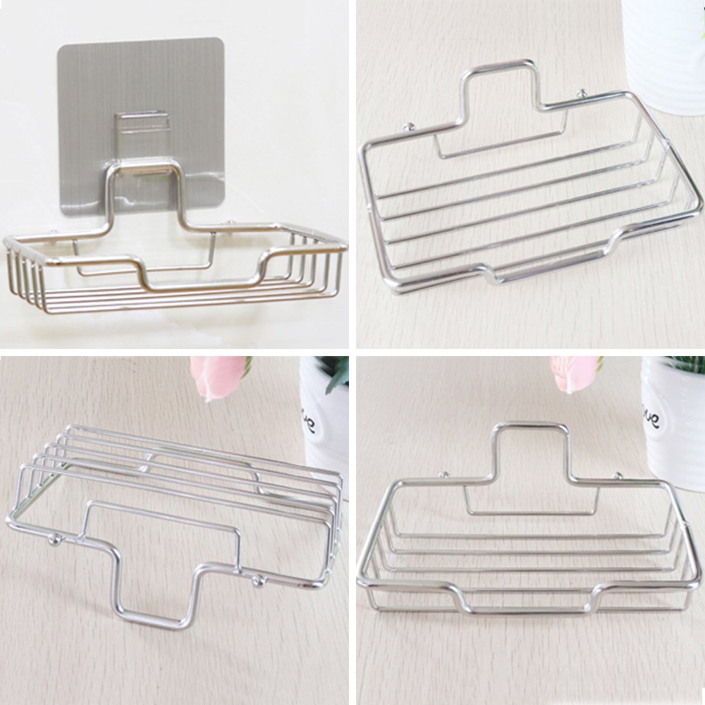 ELEOPTION Adhesive Wall Mounted Holder for Soap, Paper Towel, Hair Dryer & Mop - Space Saving Bathroom and Kitchen Organizer - Perfect for Small Apartments, Dorms & RVs