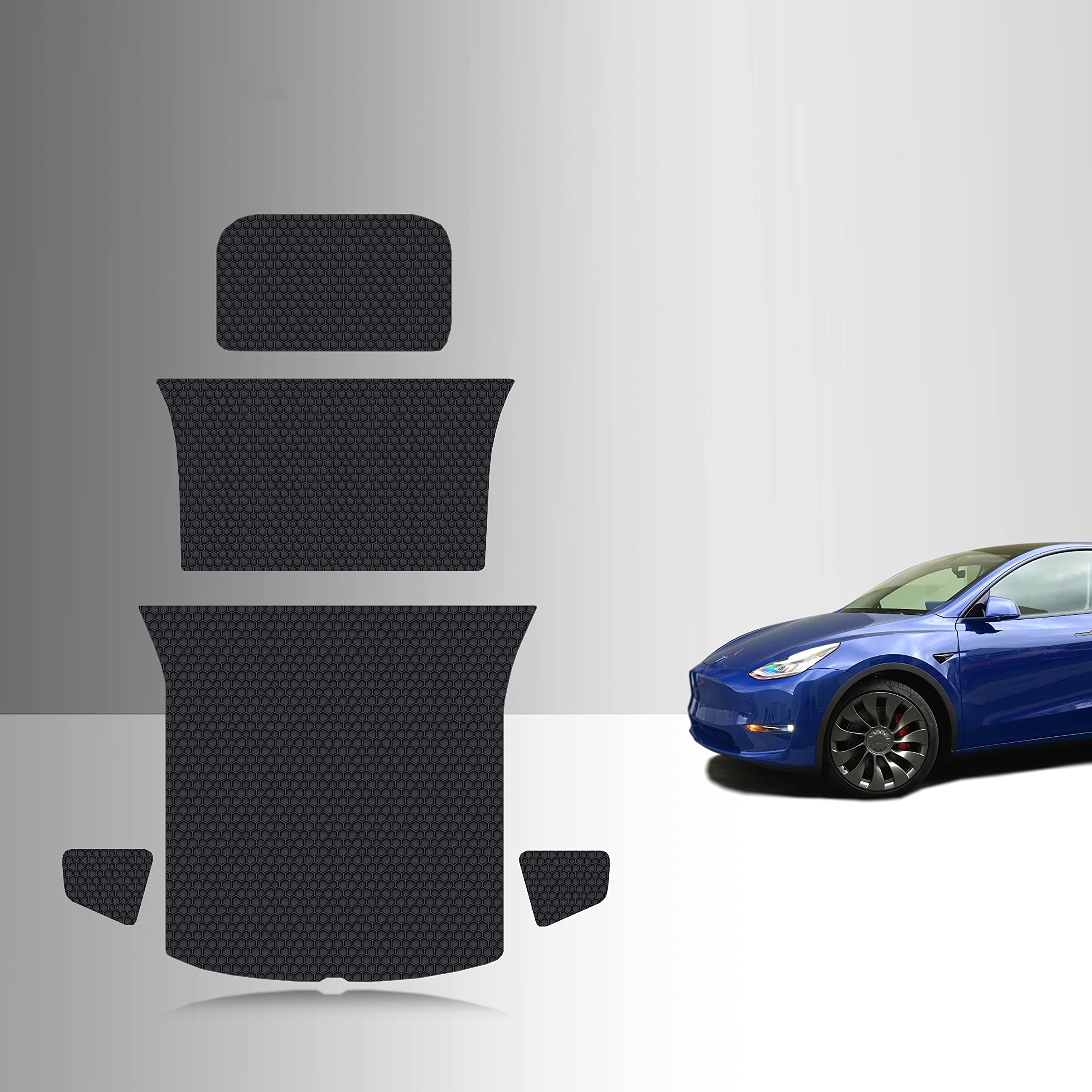 ToughPro All-Weather Heavy Duty Black Rubber Front Trunk Mat, Storage Mat & Trunk Mat Set for Tesla Model Y 5-Seater (2020-2024) - Durable Protection for Cargo, Pets & Outdoor Adventures