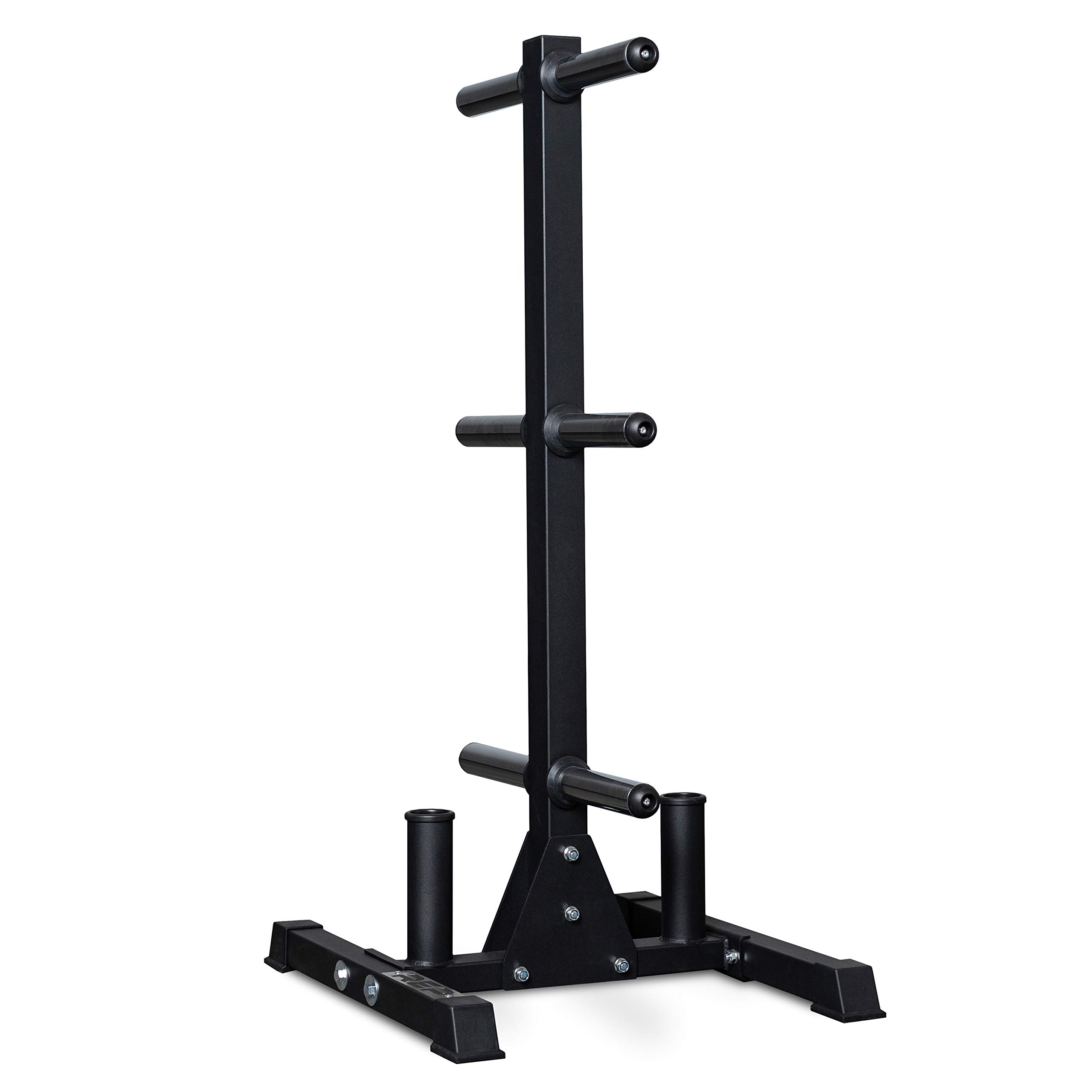 Olympic Bumper Plate and Barbell Holder - Heavy Duty Weight Plate Storage Rack for Home Gym & CrossFit Training