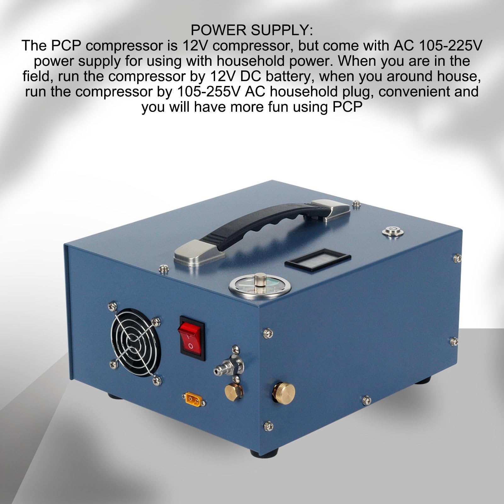 4500Psi Portable PCP Air Compressor - AC105-255V/DC12V High Pressure Inflator Pump with Explosion Proof Valve for Paintball, Scuba Tanks & Air Rifles | Fast Inflation for Outdoor Sports & Shooting Range Use