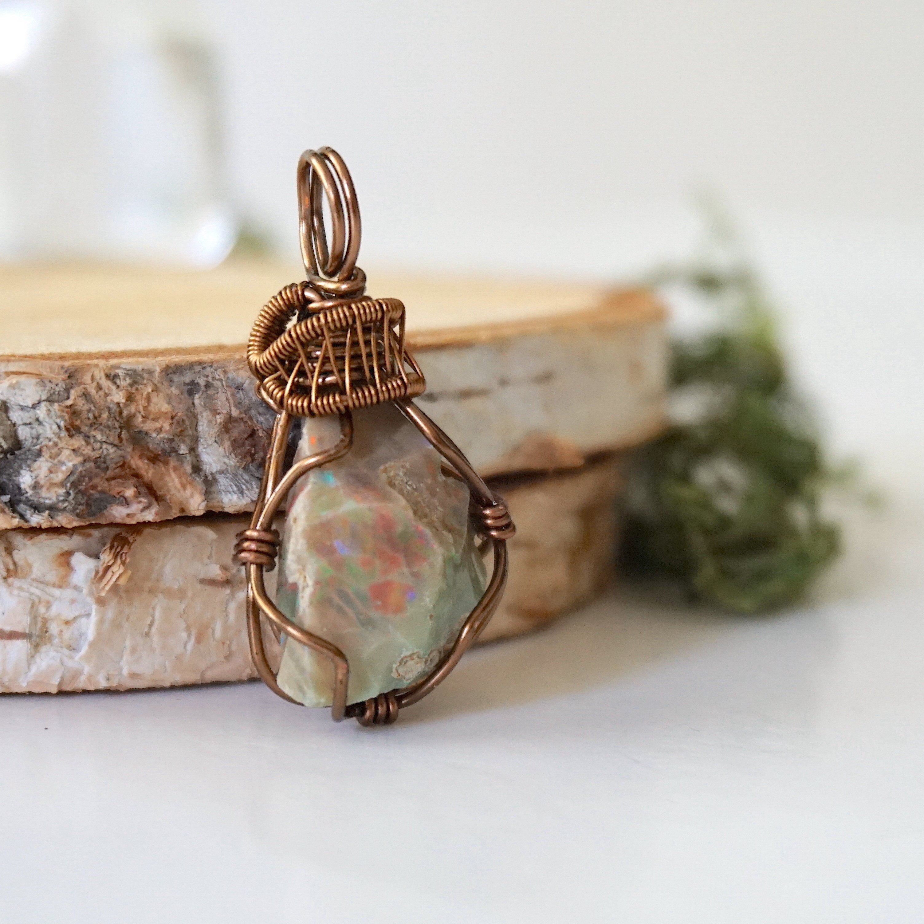 Antique Bronze Fire Opal Pendant Necklace for Women - Elegant Handmade Jewelry Gift for Birthday, Anniversary & Special Occasions