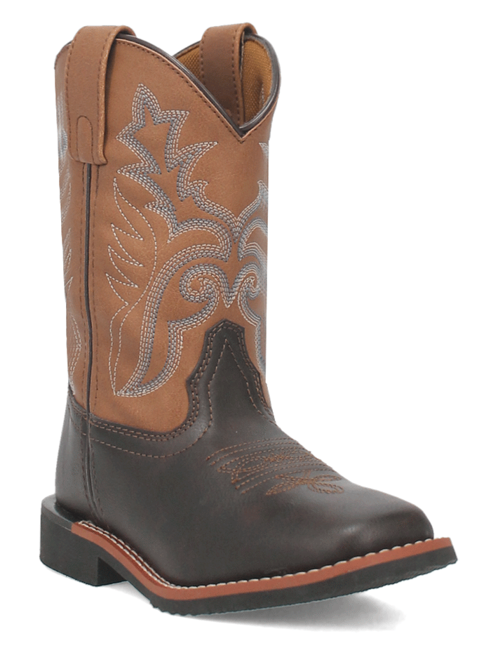 Laredo LC2571 LC3571 Kids BEXLEY Square Toe Boots Dark Brown - Durable & Stylish Western Boots for Boys & Girls - Perfect for School, Rodeo & Outdoor Activities