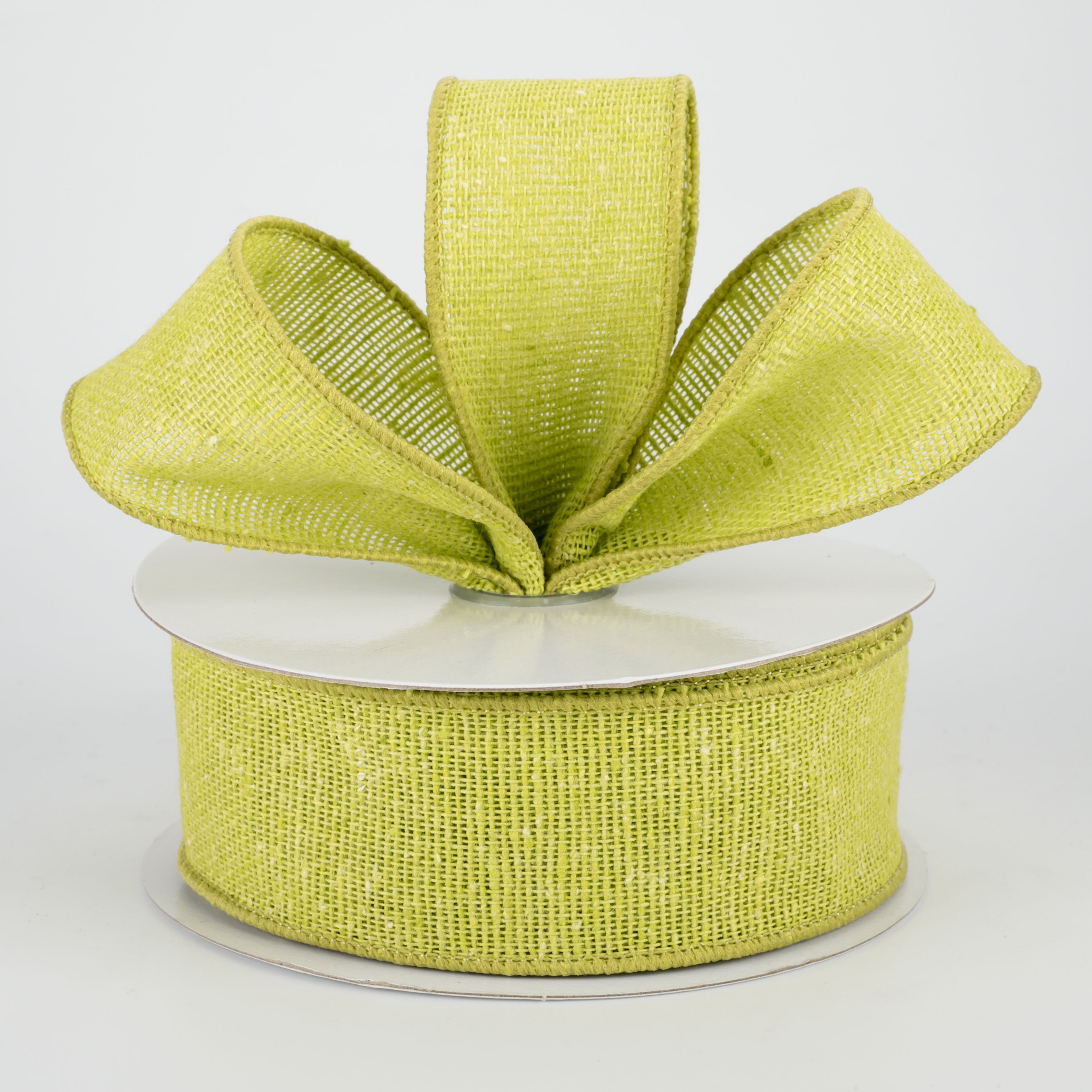 1.5 Inch Faux Linen Slub Ribbon - Lime Green Craft Ribbon (10 Yards) for DIY Gift Wrapping, Scrapbooking & Home Decor