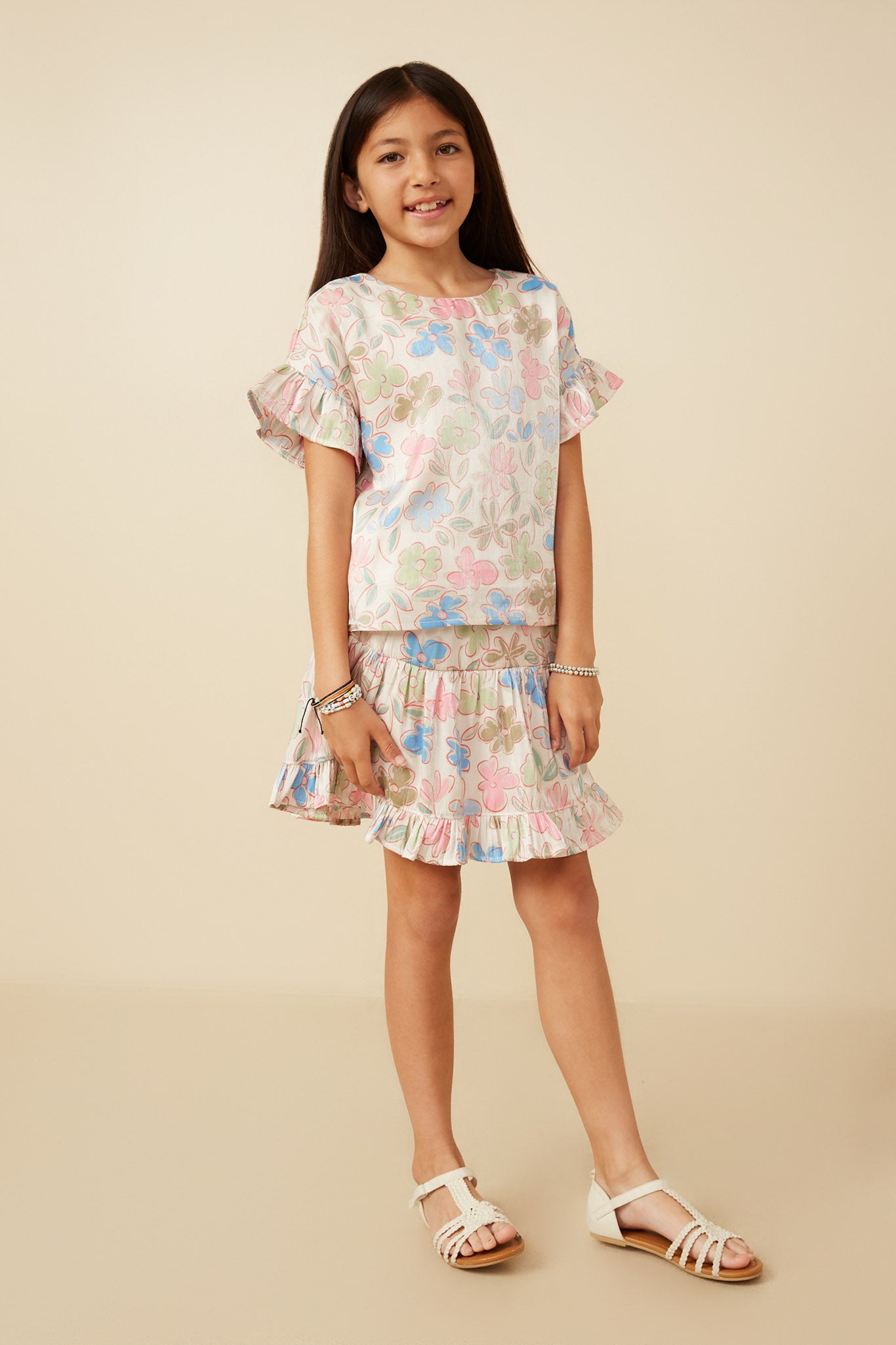Elegant Floral Ruffle Sleeve Foiled Blouse for Women | Party & Date Night Outfit | Perfect for Weddings, Cocktail Dinners & Special Occasions