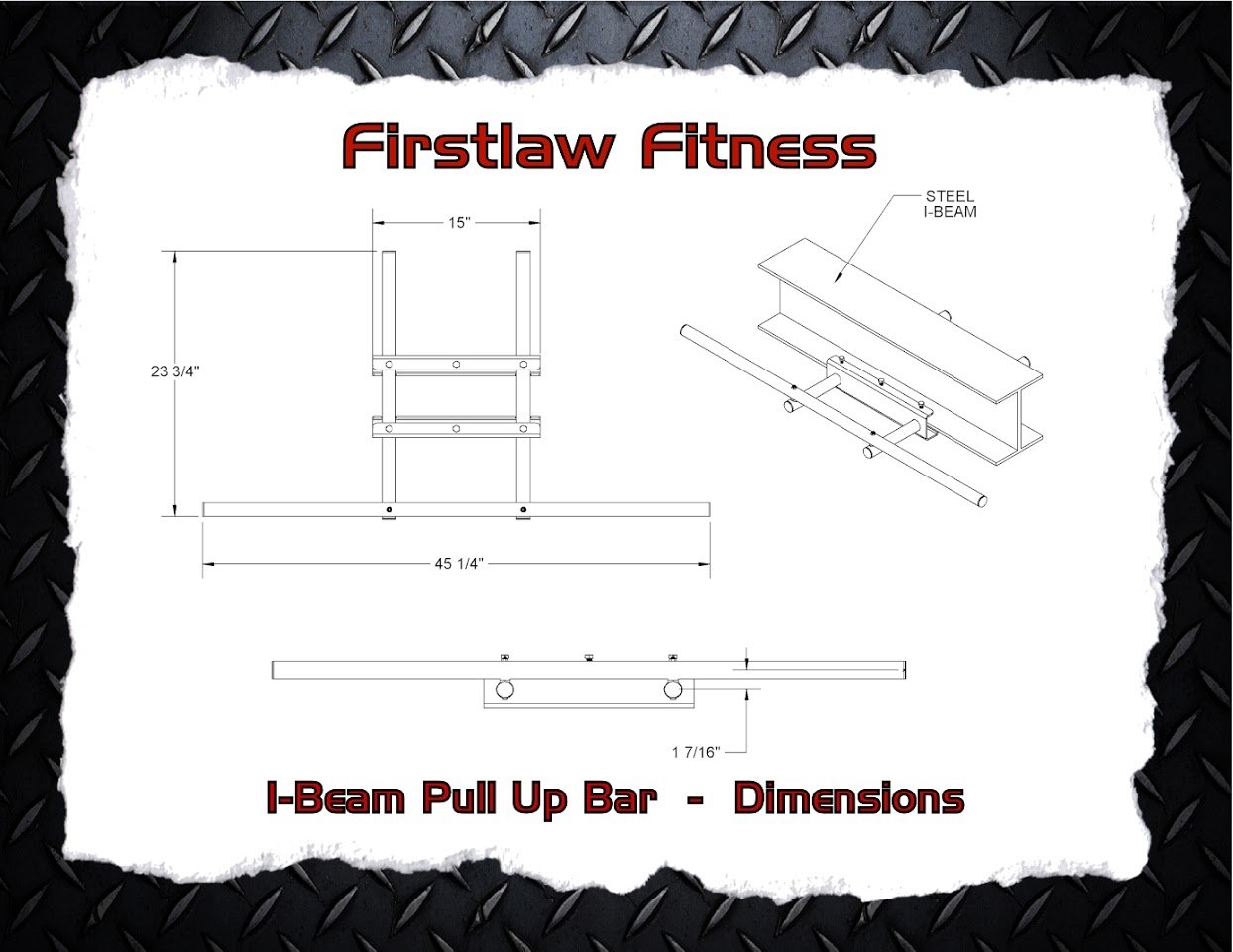600 LBS Weight Limit Heavy Duty I-Beam Pull Up Bar - Extra Long Straight Pull-Up Bar with Premium Grip Tape - Made in USA - Perfect for Home Gym, CrossFit & Strength Training