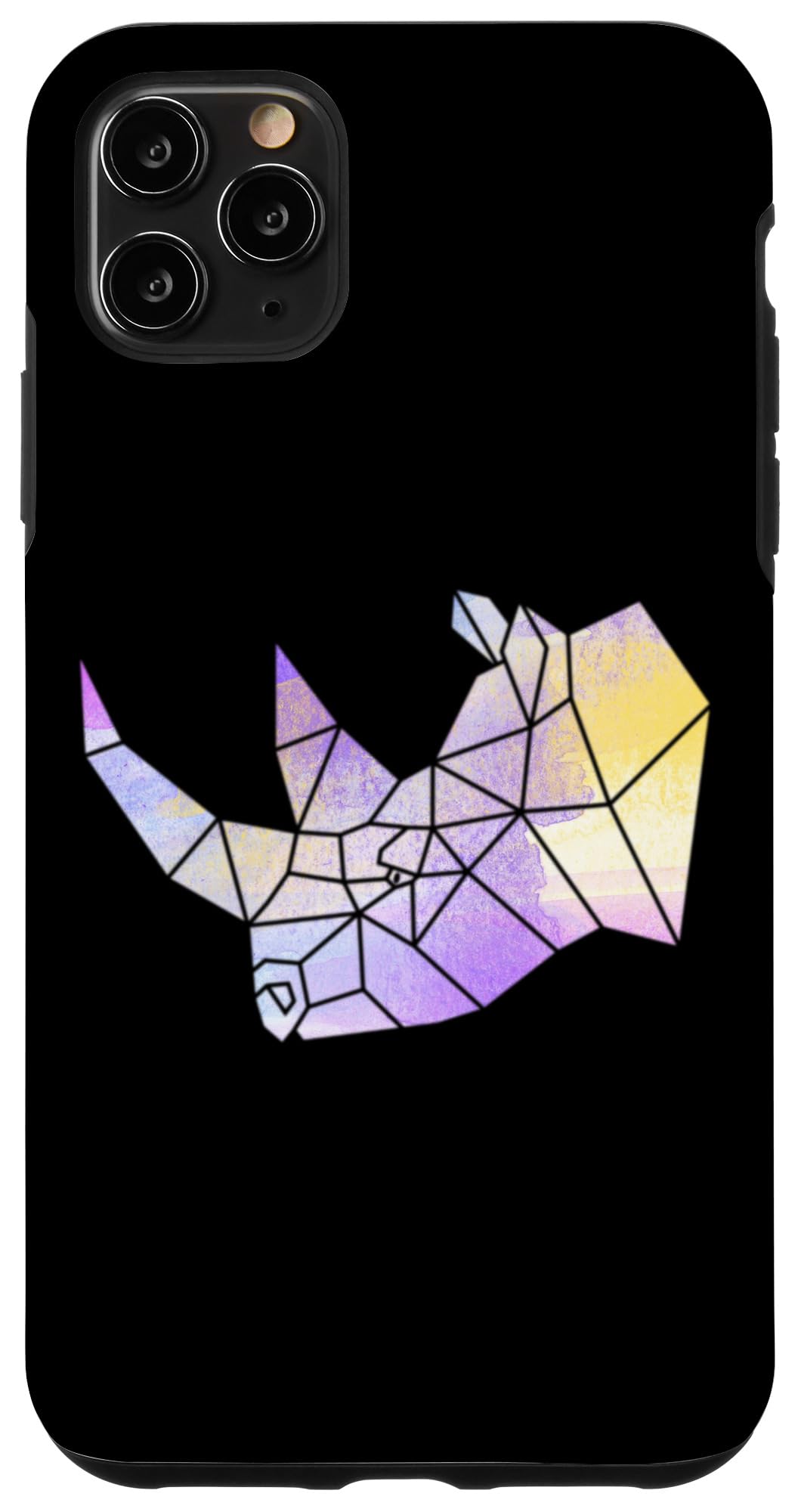 iPhone 11 Pro Max Case - Watercolor Rhino Geometric Design | Durable Rhinoceros Themed Phone Cover for Protection | Perfect Gift for Animal Lovers & Nature Enthusiasts