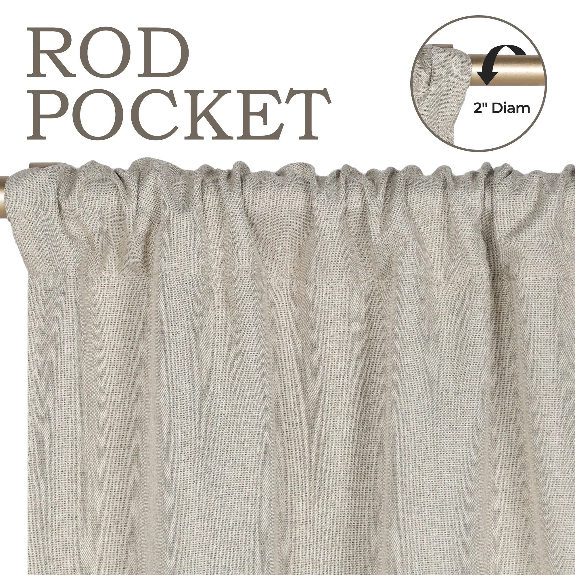 Premium Linen Blackout Curtains Set of 2 - Machine Washable, Room Darkening, Noise Reducing - Perfect for Bedroom, Nursery & Home Theater (84