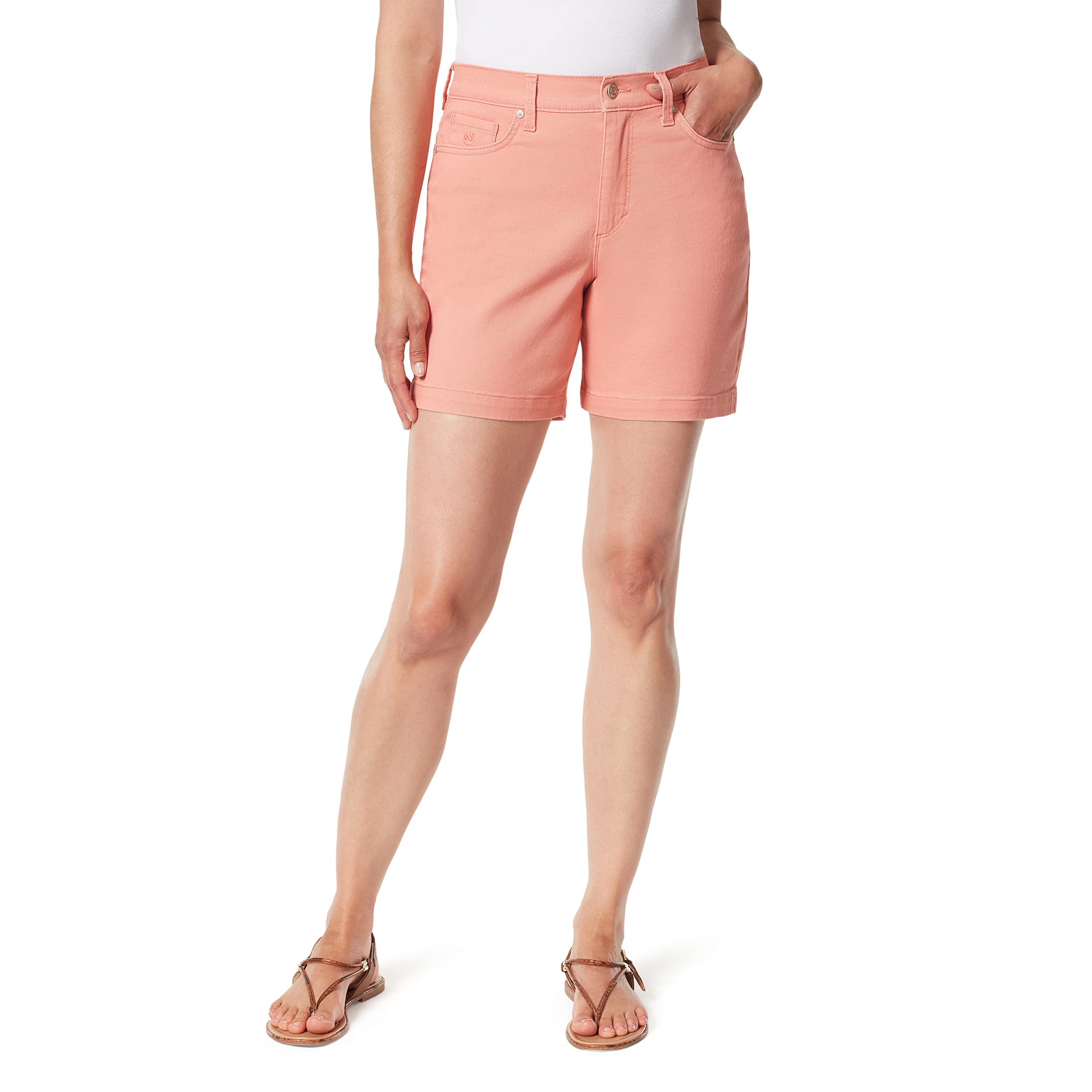 Gloria Vanderbilt Women's Amanda Classic Denim Shorts - High Waisted Stretch Jean Shorts for Casual Wear & Summer Outfits