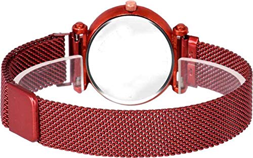 Acnos® Premium 4-Point Blue & Red Magnetic Analog Metal Strap Watches for Women & Girls - Pack of 2 (P-170-210) | Trendy Fashion Accessory for Casual Wear, Office & Special Occasions