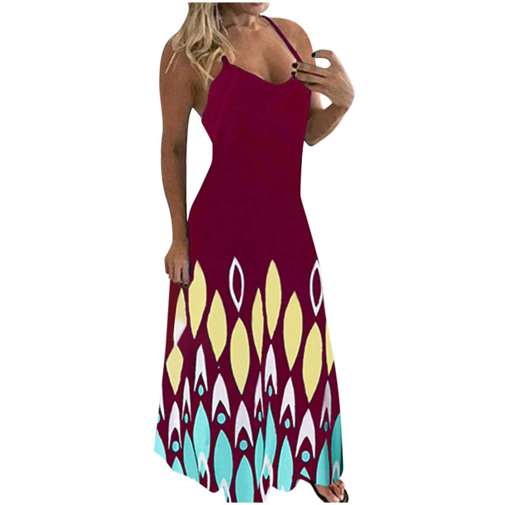 Nulairt Women's Sleeveless Loose Plus Size O-Neck Floral Print Maxi Dress - Casual Summer Beach Long Dress for Vacation, Party & Everyday Wear