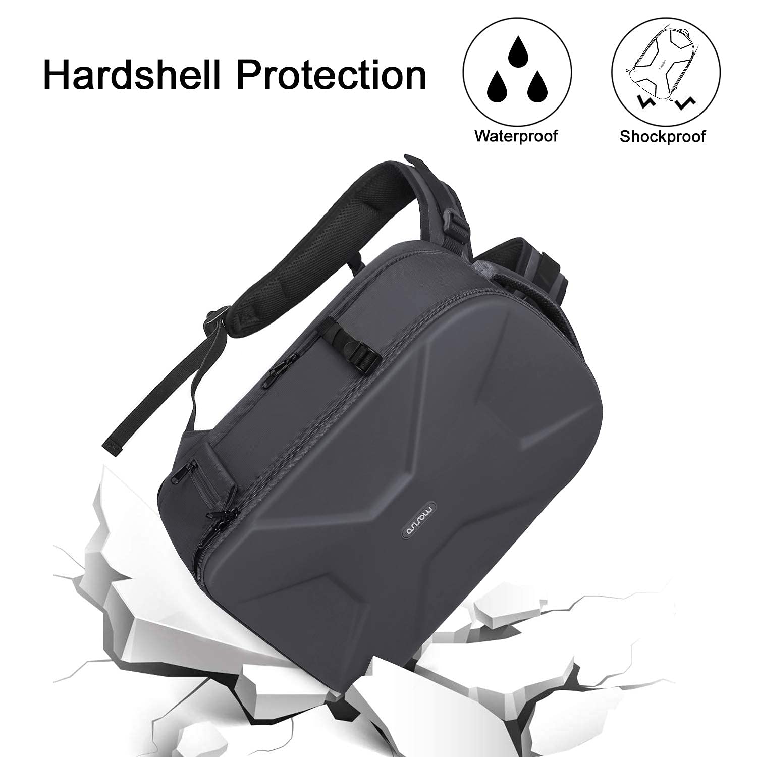 MOSISO Waterproof DSLR Camera Backpack 15-16 Inch - Hardshell Case for Canon Nikon Sony Mirrorless Cameras with Tripod Holder & Laptop Compartment (Gray) - Perfect for Travel Photography & Outdoor Adventures