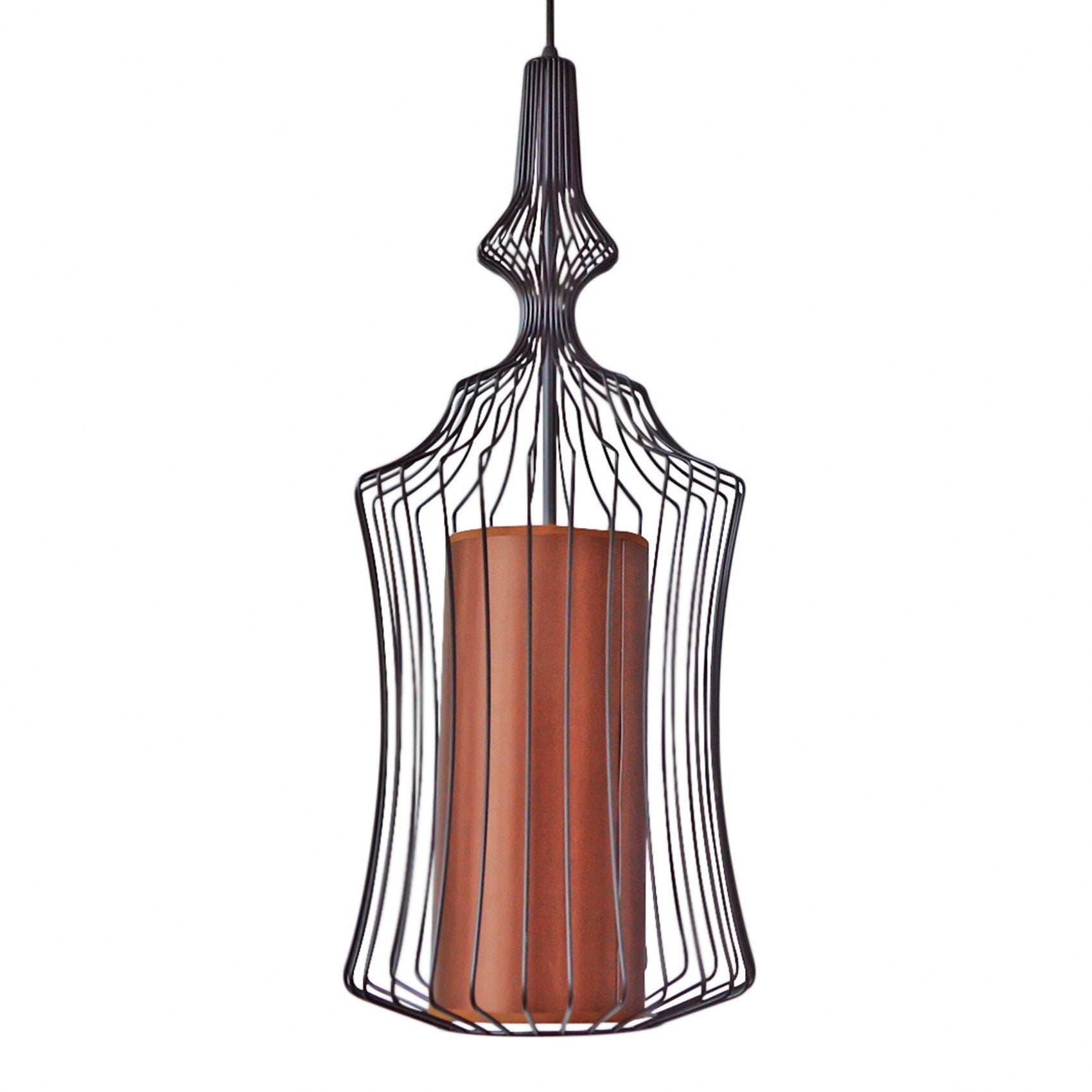 Modern Pendant Light with Wire Frame & Diffuser - Elegant Hanging Fixture for Kitchen Island, Dining Room, or Bedroom Lighting