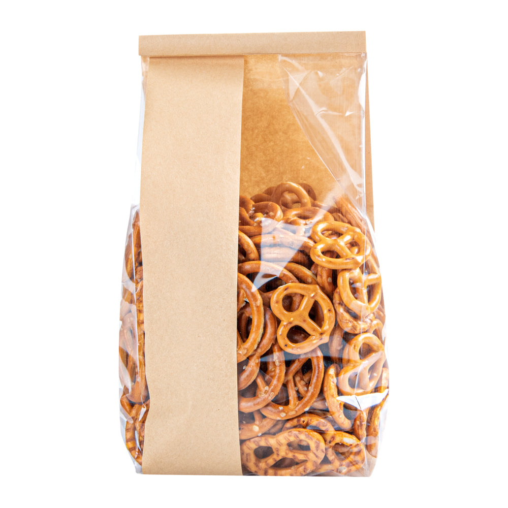 Premium Kraft Paper Bakery Bags with Window & Tin Tie Closure - 4.75