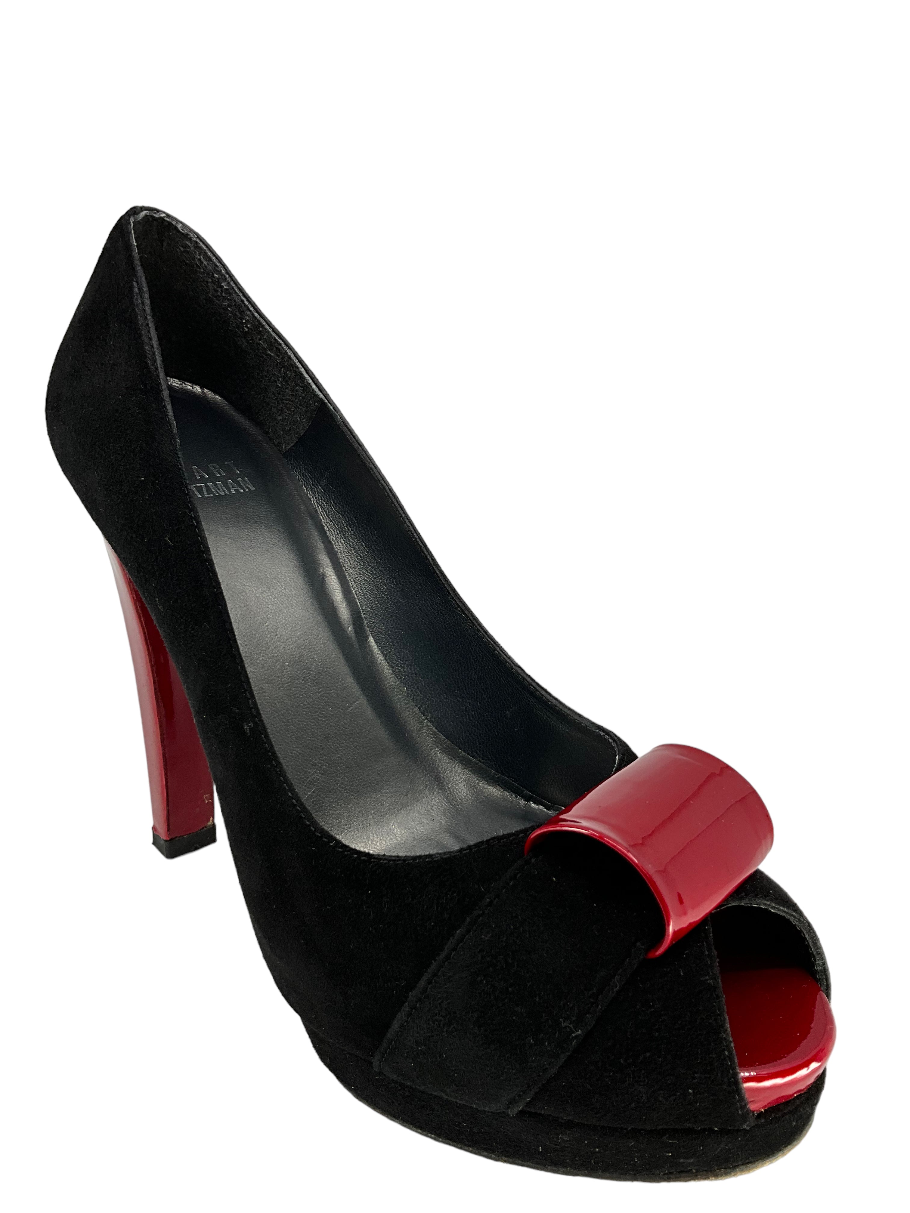 Stuart Weitzman Black Suede Platform Pumps Women's Size 6.5 - Elegant High Heels for Office, Party & Special Occasions