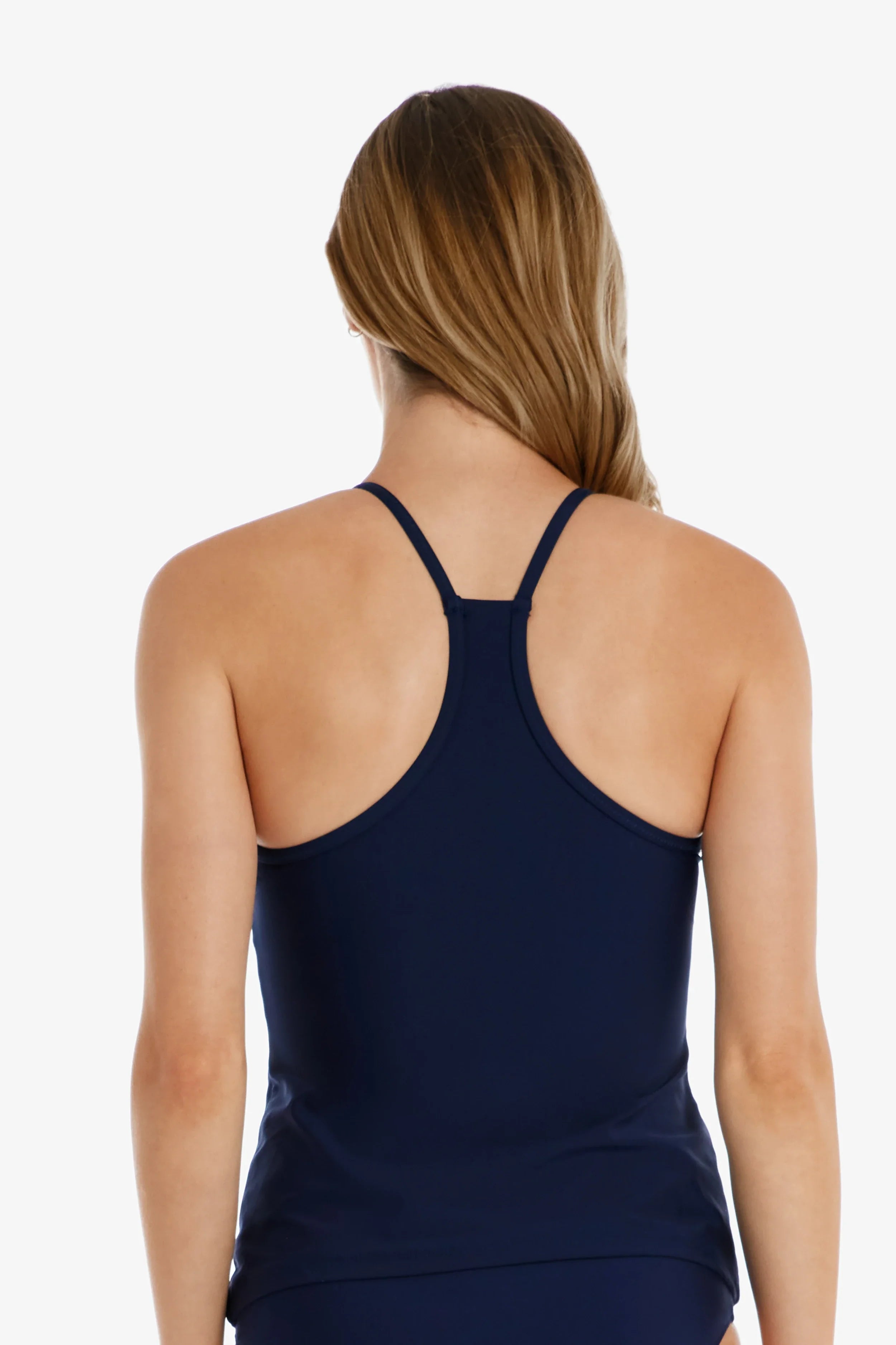 Women's Navy Racerback Tankini Top - Comfortable Swimwear for Beach, Pool & Summer Vacations