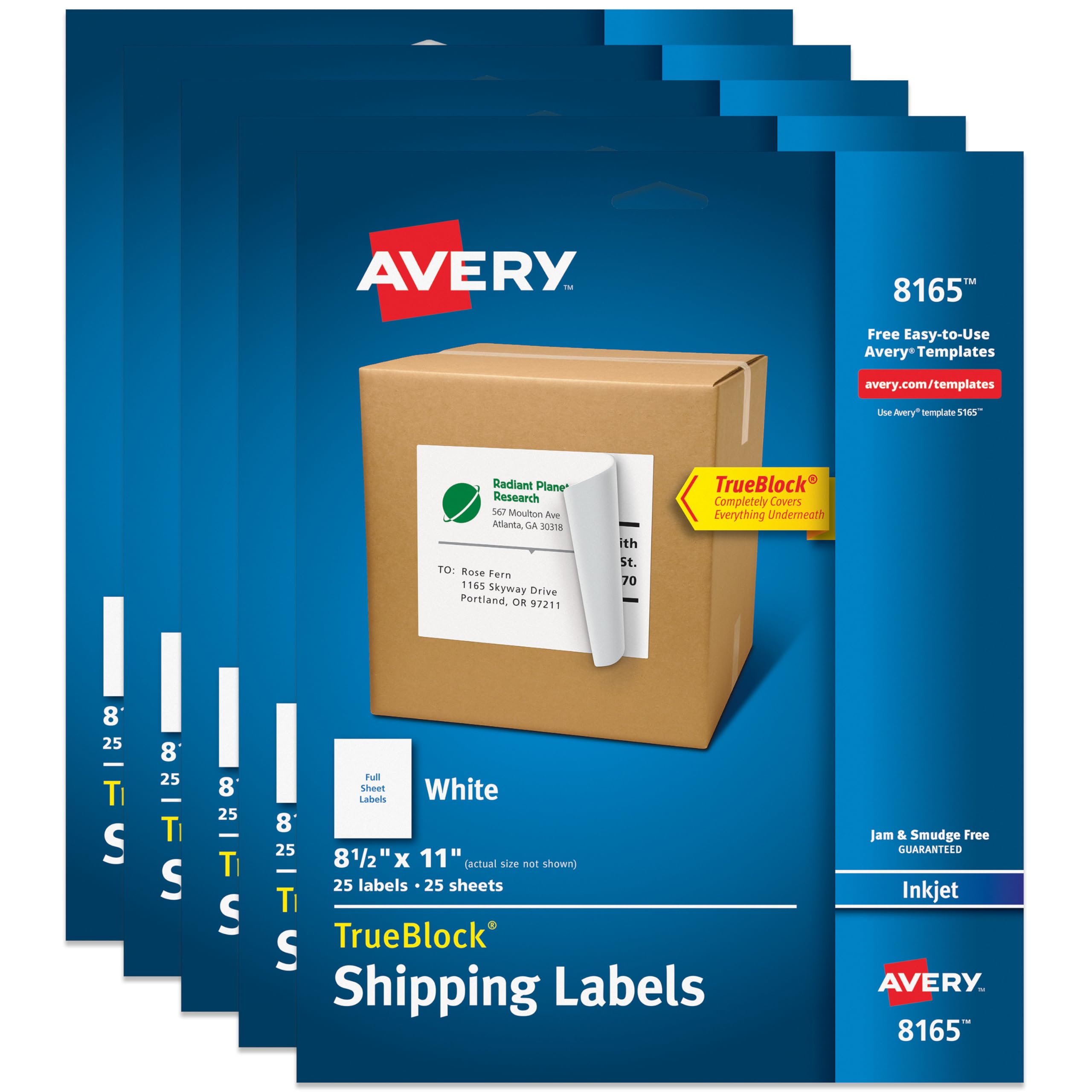 Avery TrueBlock Shipping Labels for Inkjet Printers - 8.5