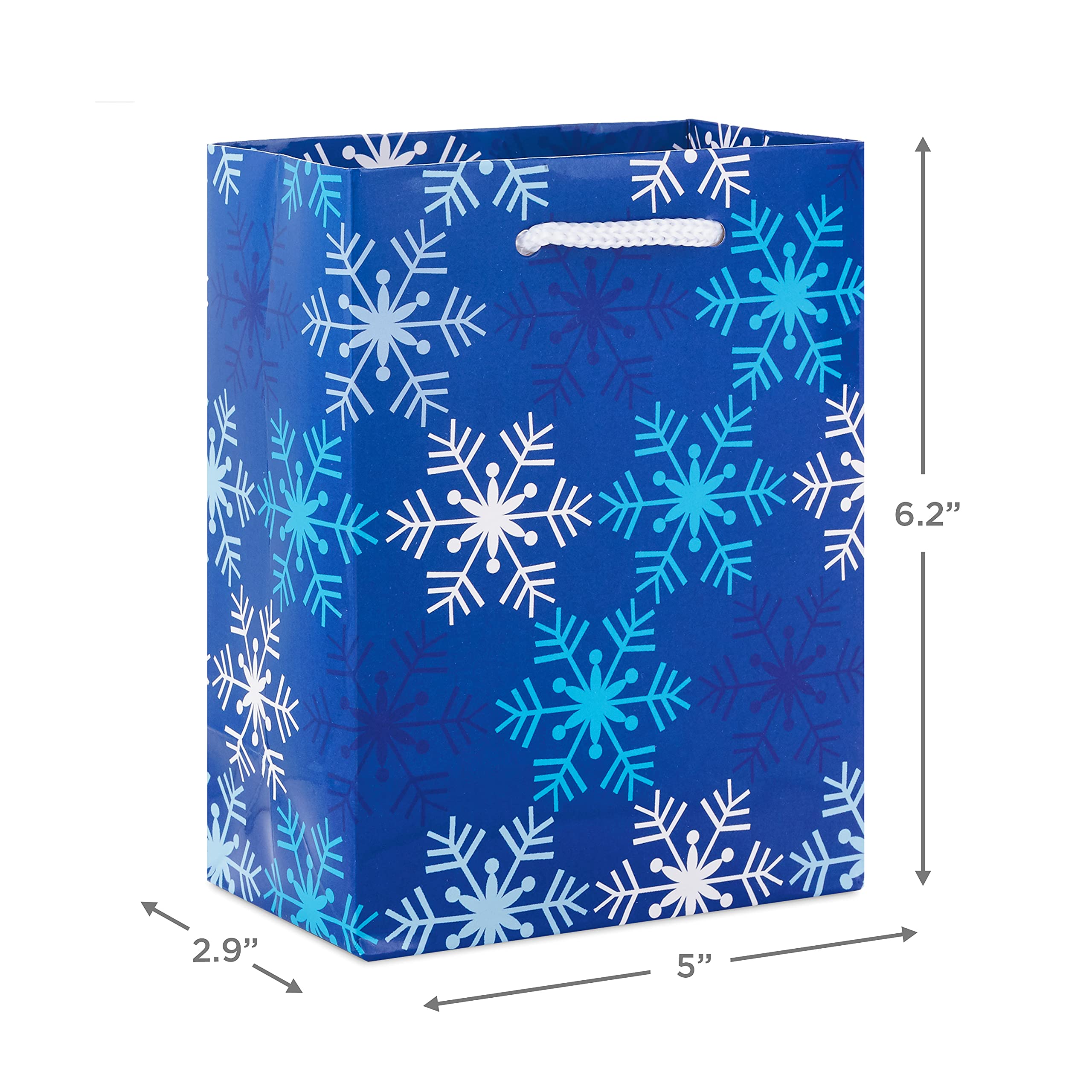 Hallmark 6 Inch Small Holiday Gift Bags - Pack of 5 Blue Winter Scenes, Stripes & Snow Designs - Perfect for Christmas Presents, Party Favors & Stocking Stuffers