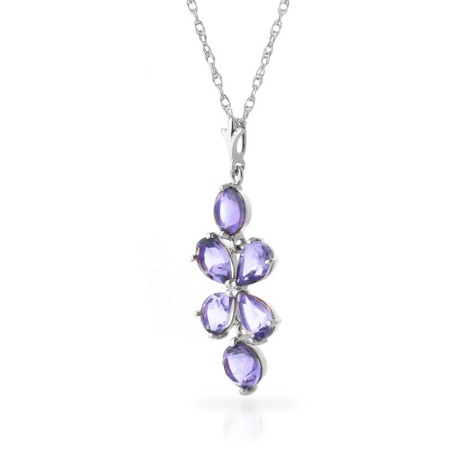 14K White Gold Tanzanite Flower Pendant Necklace - Elegant Galaxy Gold GG Jewelry for Women, Perfect Gift for Anniversary, Birthday & Special Occasions