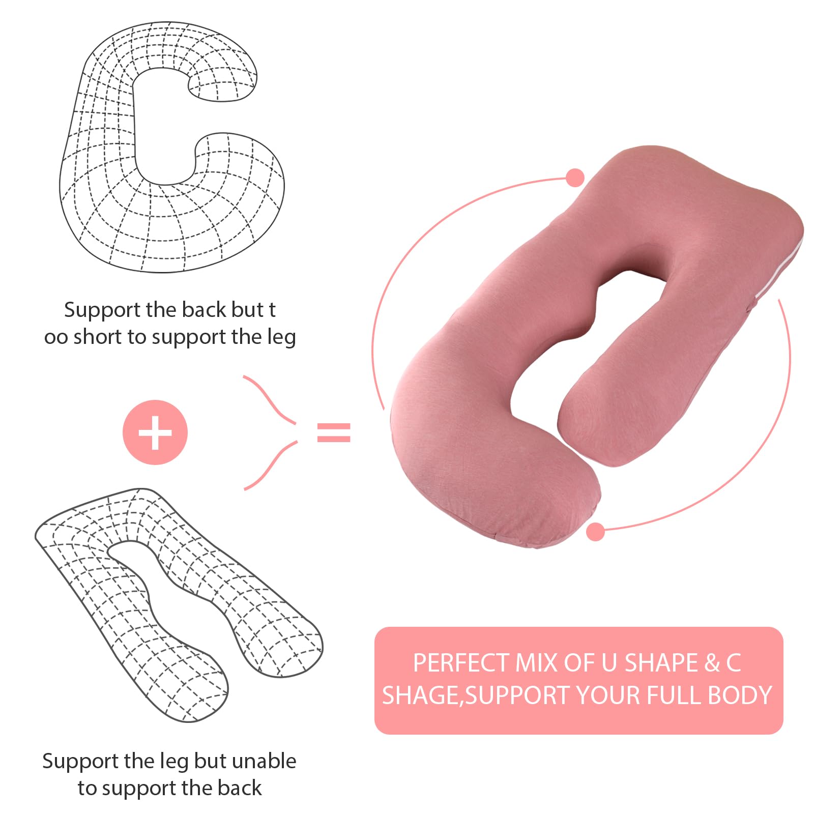 BATTOP Pregnancy Pillow for Sleeping - Maternity Body Pillow with Cooling Removable Cover, Back & Hip Support for Pregnant Women - Comfort for Belly, Legs & Full Body - Perfect for Side Sleepers & Pregnancy Must Haves (Great for Bed Rest, Nursing & Relaxation)