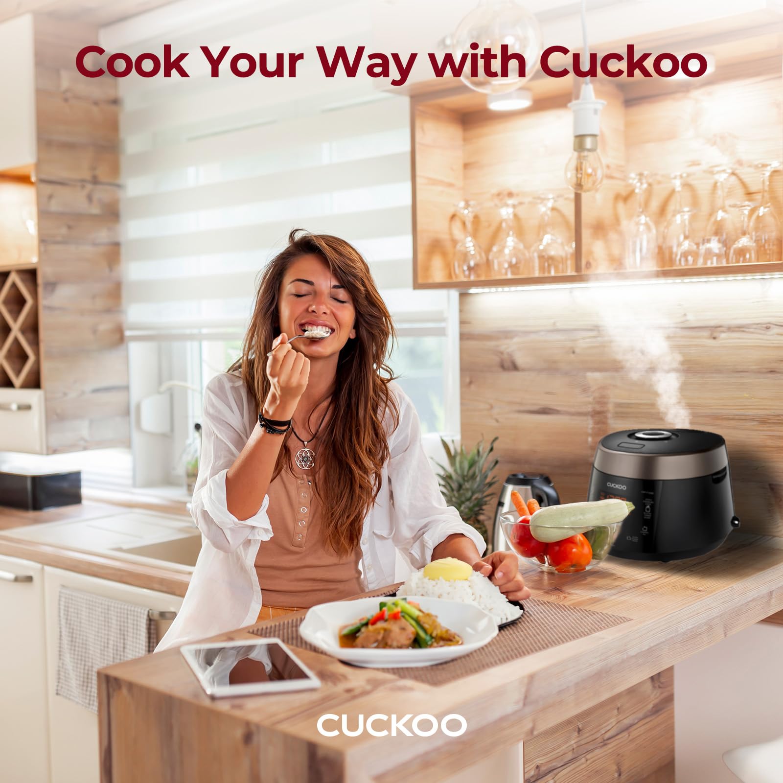 Cuckoo High 6 Cup Electric Heating Pressure Rice Cooker & Warmer with 12 Built-in Programs - White, Mixed, Brown, GABA & Black Copper Rice Settings - Perfect for Home, Office & Dorm Cooking