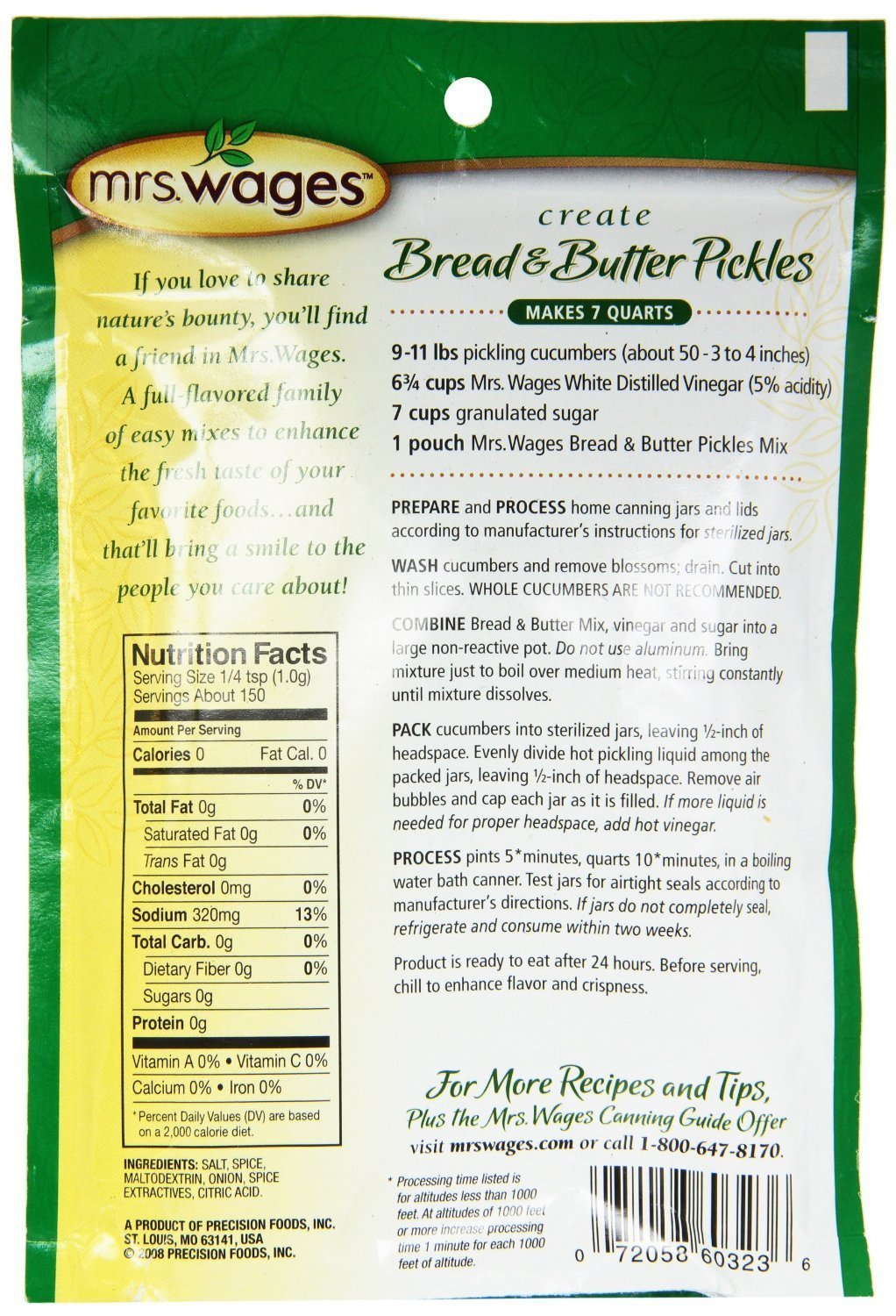 Mrs. Wages Bread and Butter Pickle Mix - 5 Pack (5.30 oz Each) - Easy Homemade Pickling Spice for Canning, Sandwiches & Charcuterie Boards - Perfect for BBQ, Picnics & Gift Giving