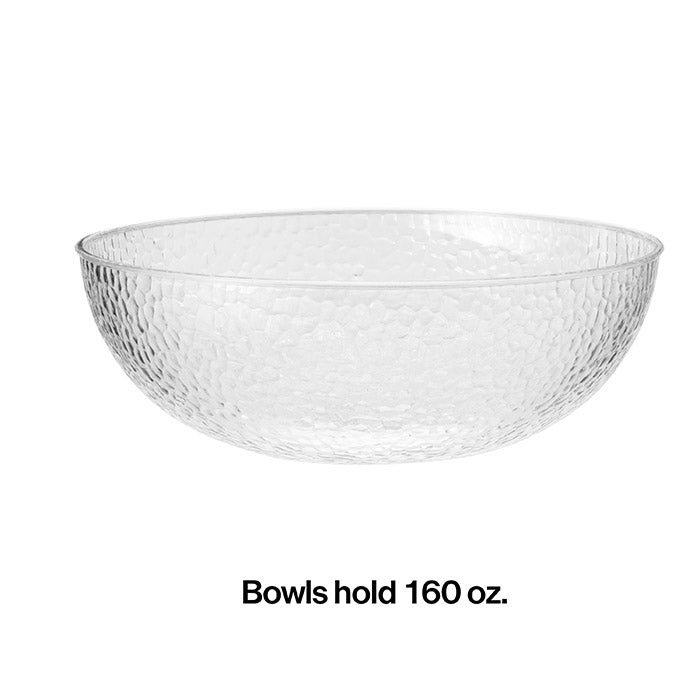 12-Piece Bulk Clear Pebble 160 oz Plastic Bowls Set - Durable & Reusable for Parties, Picnics, and Food Storage